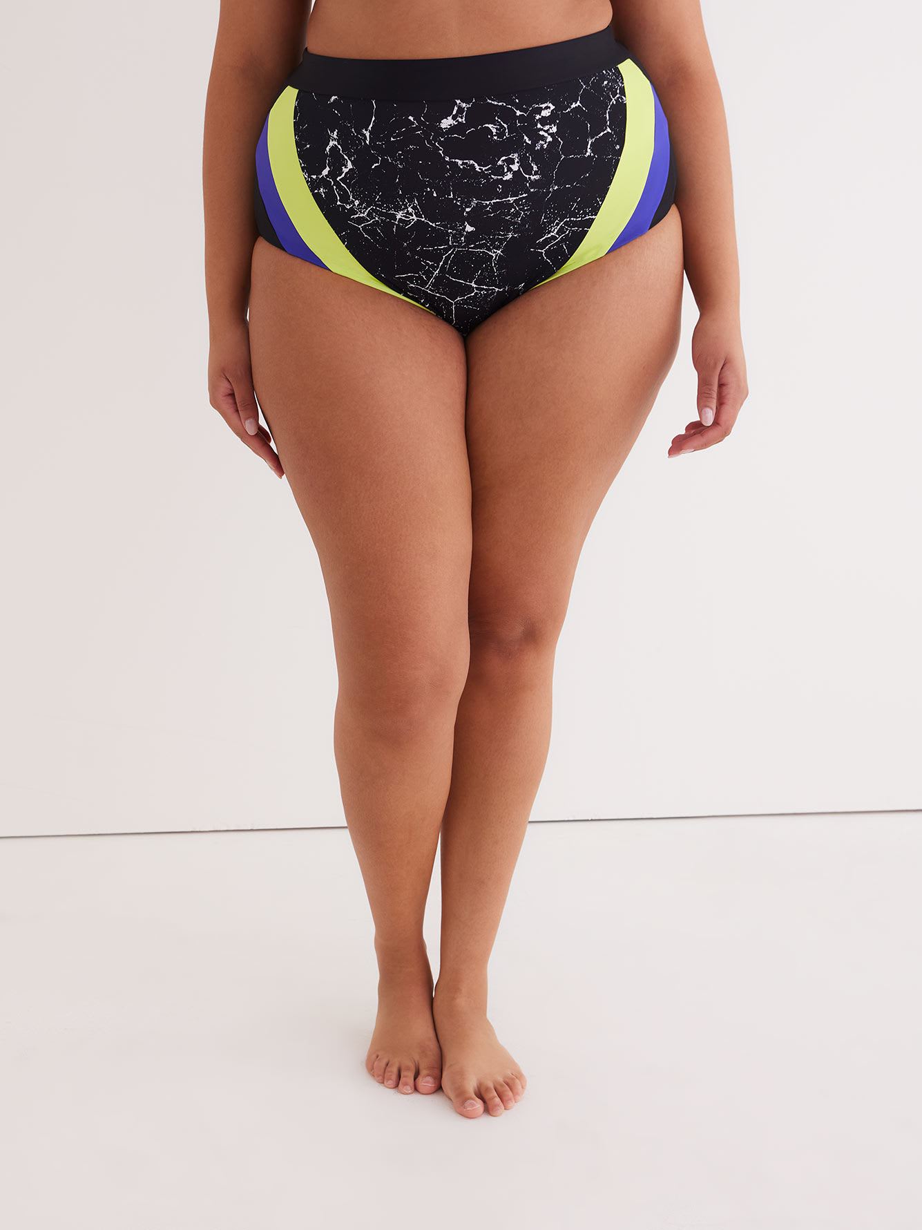 High-Waisted Swim Brief with Contrasting Panels - Active Zone