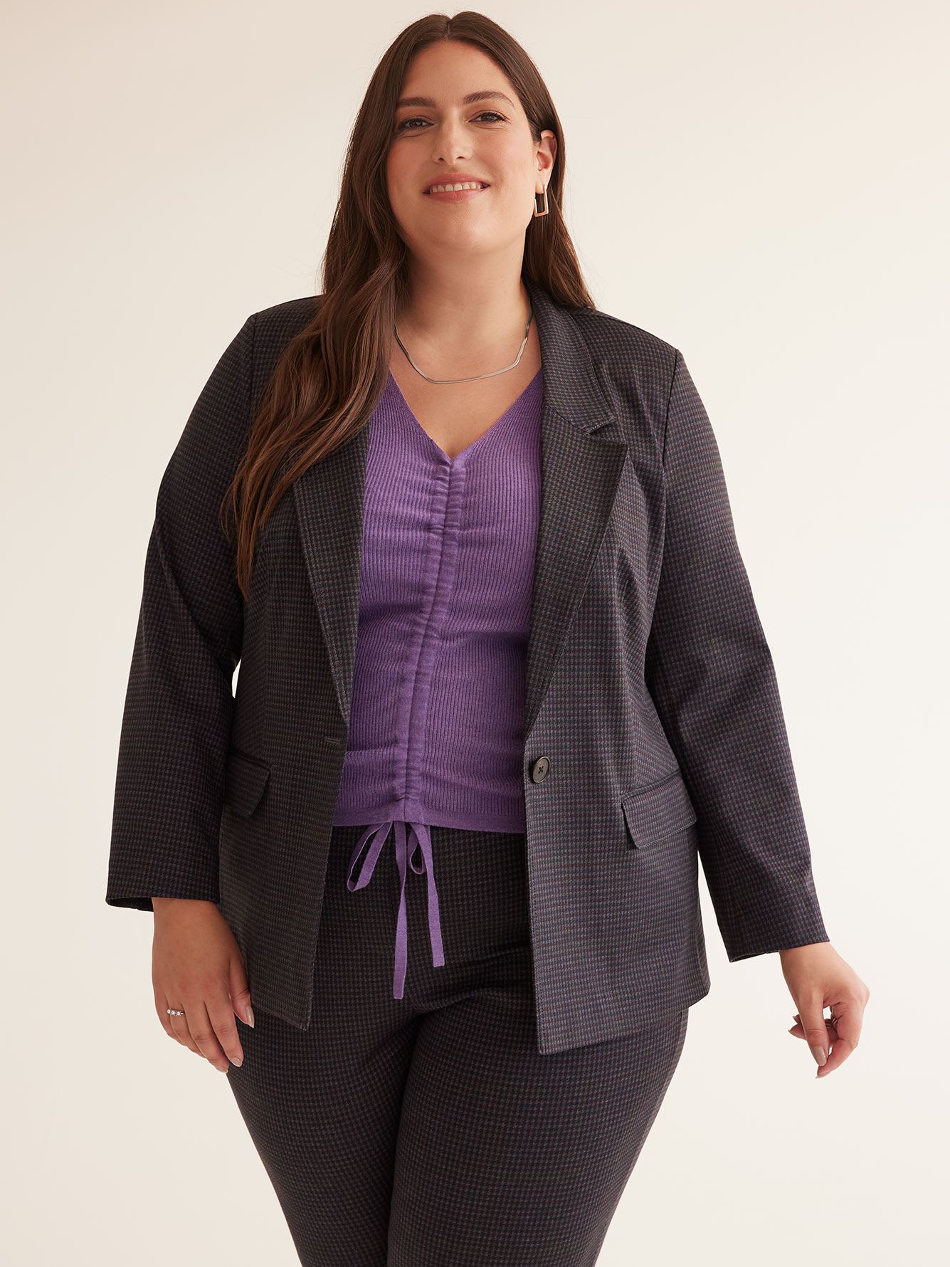 Plaid Ponte de Roma Jacket with Low Lapels
