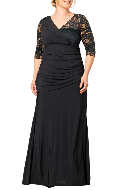 Kiyonna Plus Size Soiree Draped Evening Gown (Plus Size)