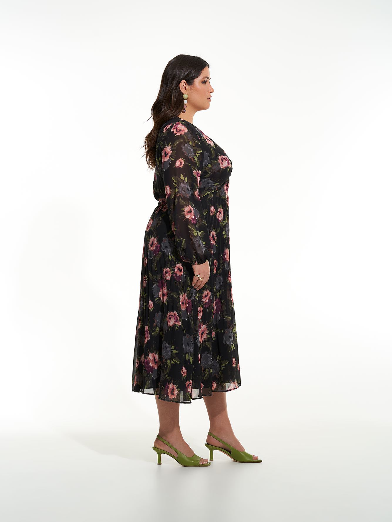 Responsible, Fit & Flare Pleated Dress with Twisted Front Knot - Addition Elle