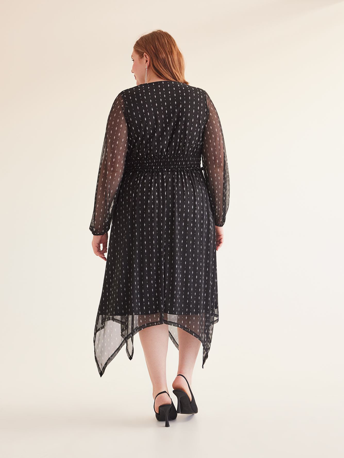 Crossover Mesh Maxi Dress with Shark Bite Hem