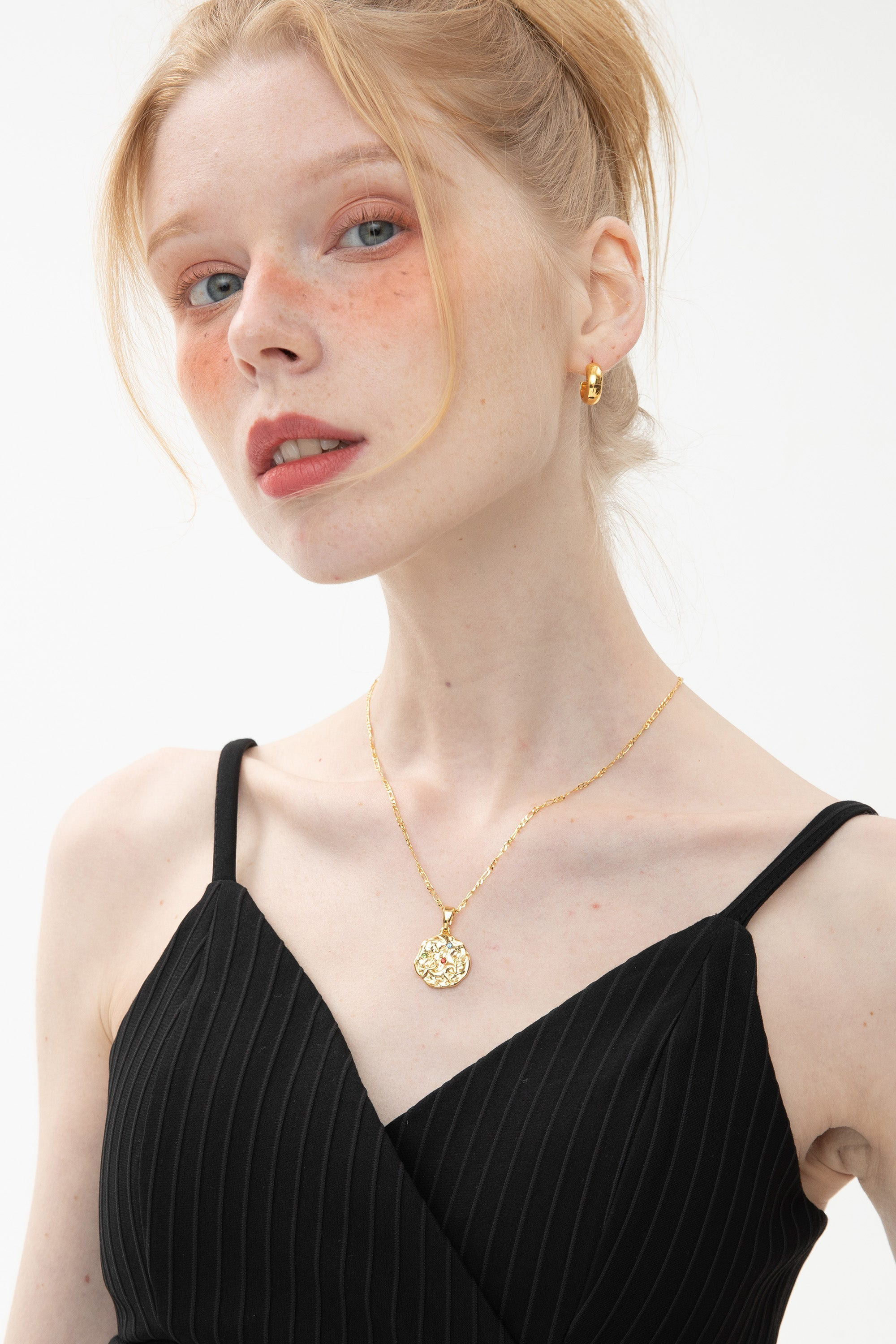 Classicharms-Gold Sculptural Horoscope Zodiac Sign Pendant Necklace Set-Virgo