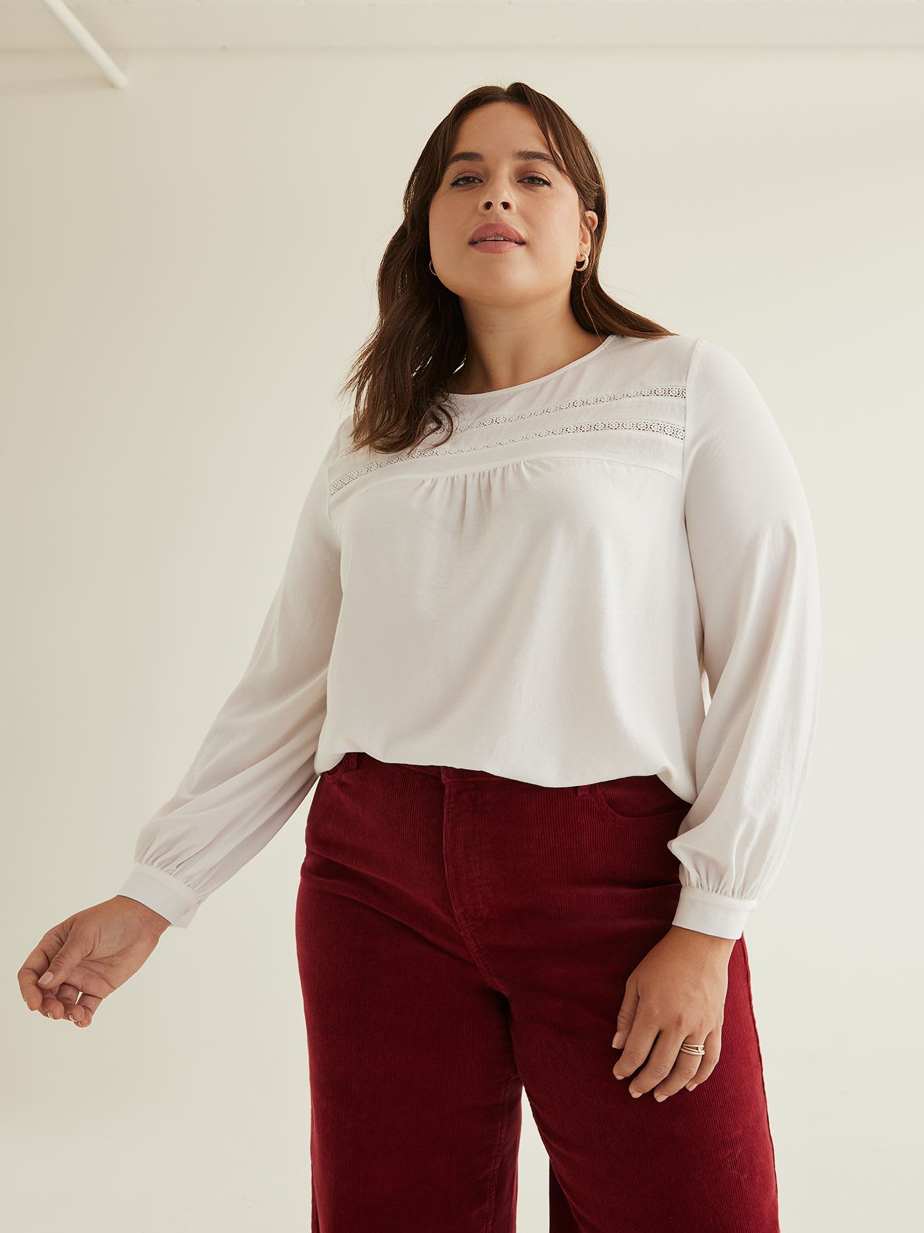Satin Blouse with Lace Inserts