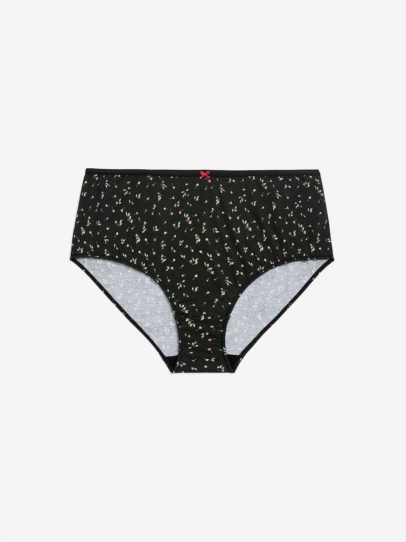 Cotton Brief with Rosebud Print and Bow - ti Voglio