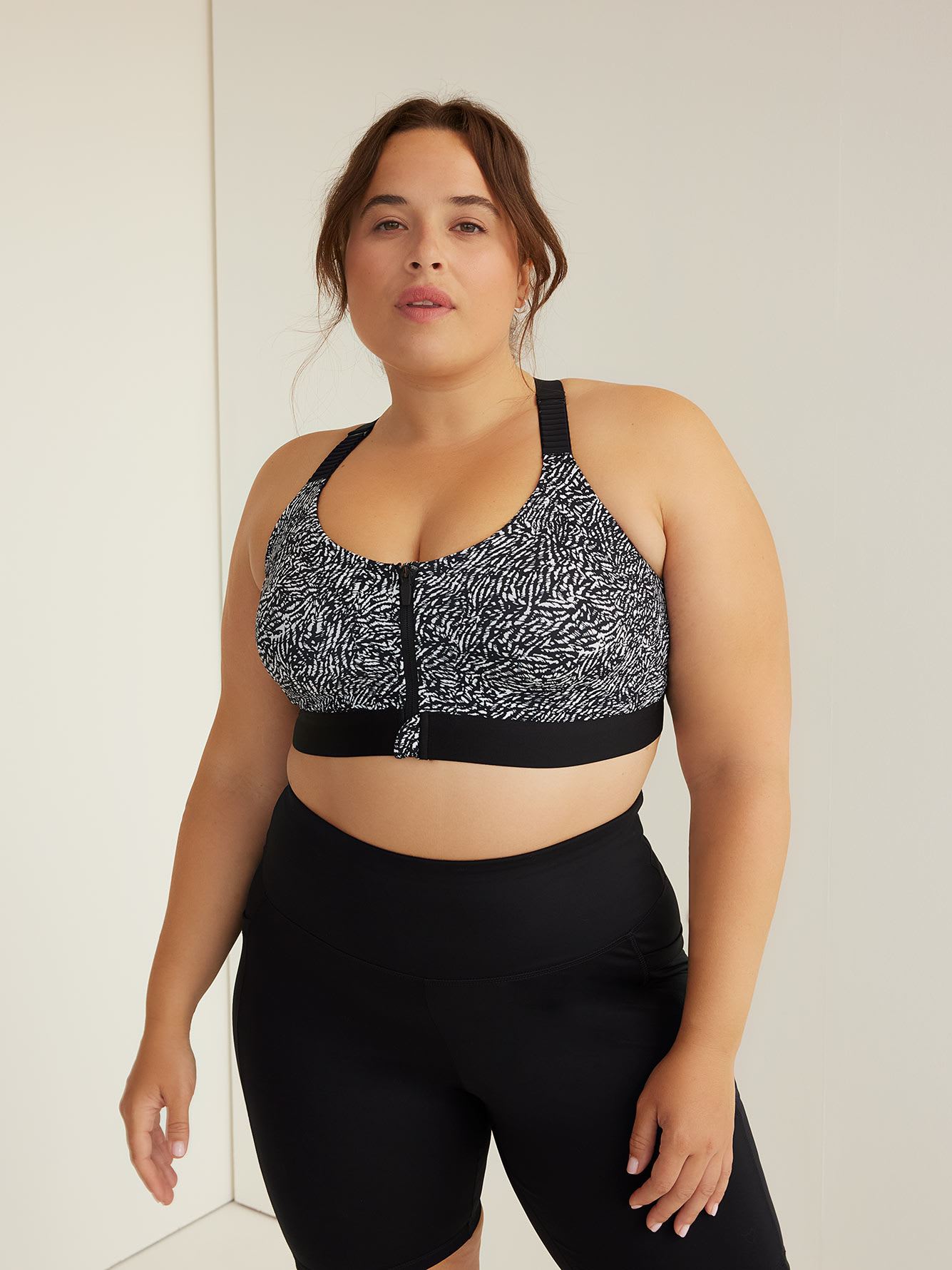 Wireless Medium Support Sports Bra, Zebra Print, G-H Cups - Active Zone