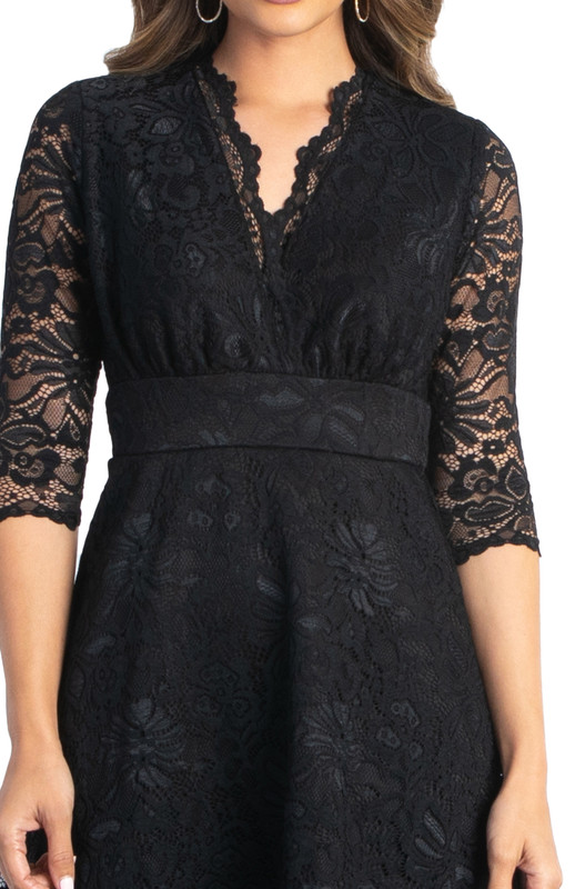 Kiyonna Mademoiselle Lace Cocktail Dress with Sleeves