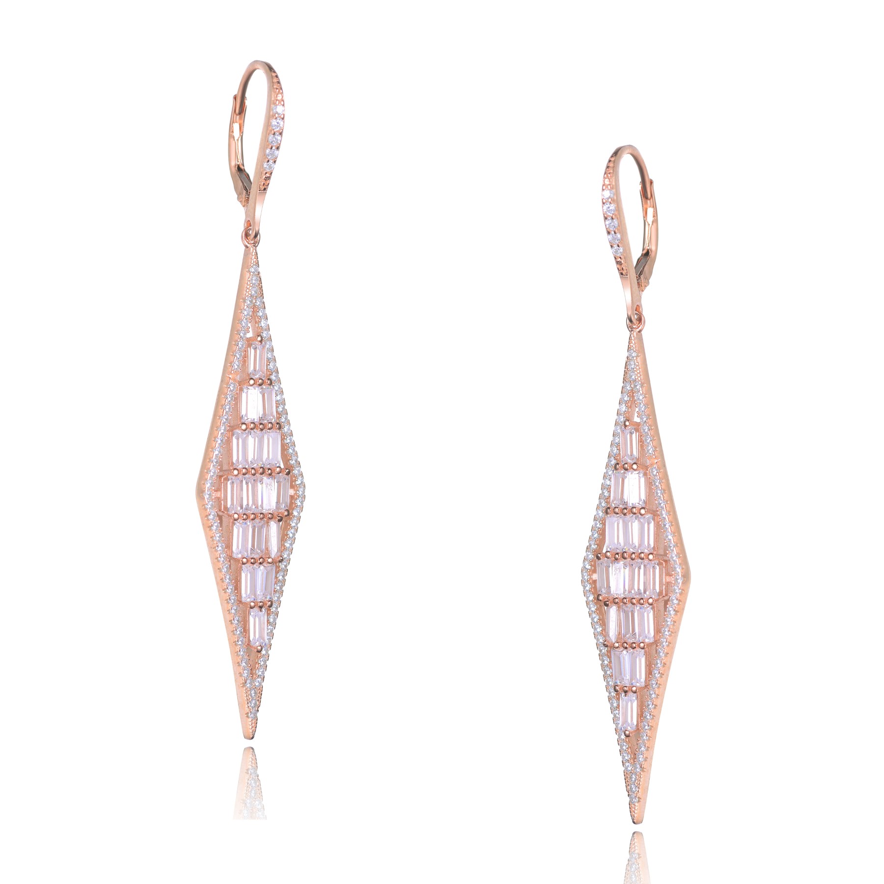 Genevive Sterling Silver Cubic Zirconia Long Drop Earrings