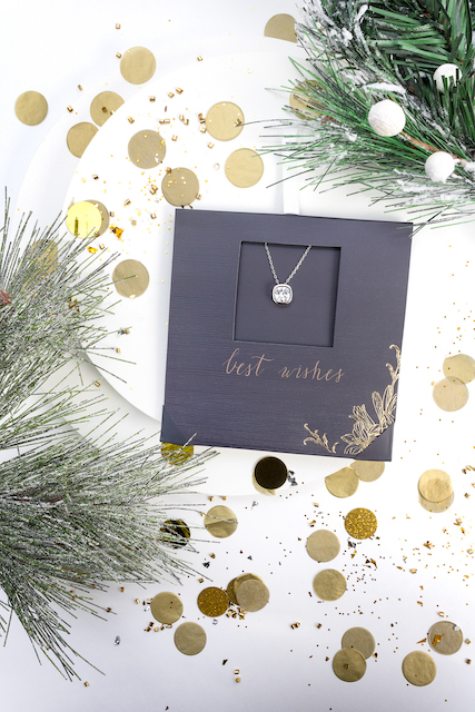 Holiday Gift Evenlope With Clear Crystal Square Pendant Necklace - callura