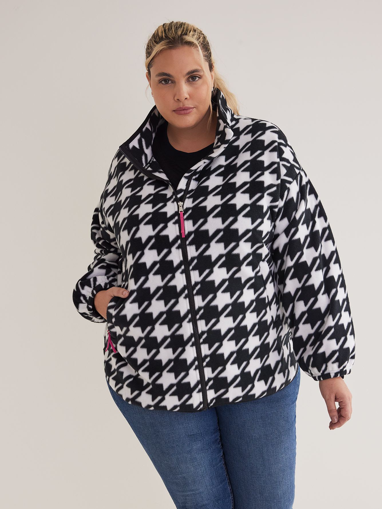 Printed Fleece Jacket With Zipper Closure - Active Zone
