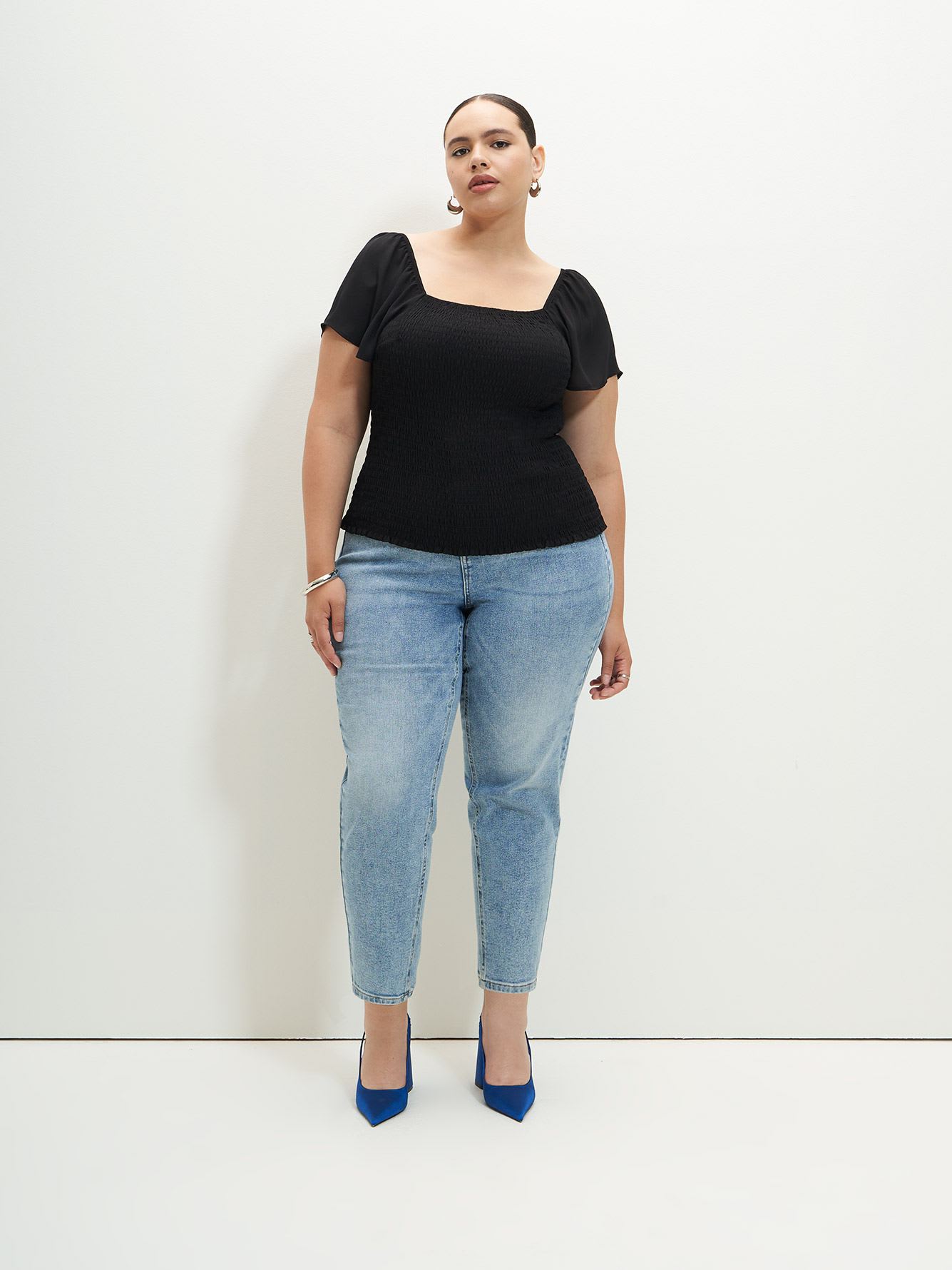 Smocked Blouse with Flutter Sleeves - Addition Elle