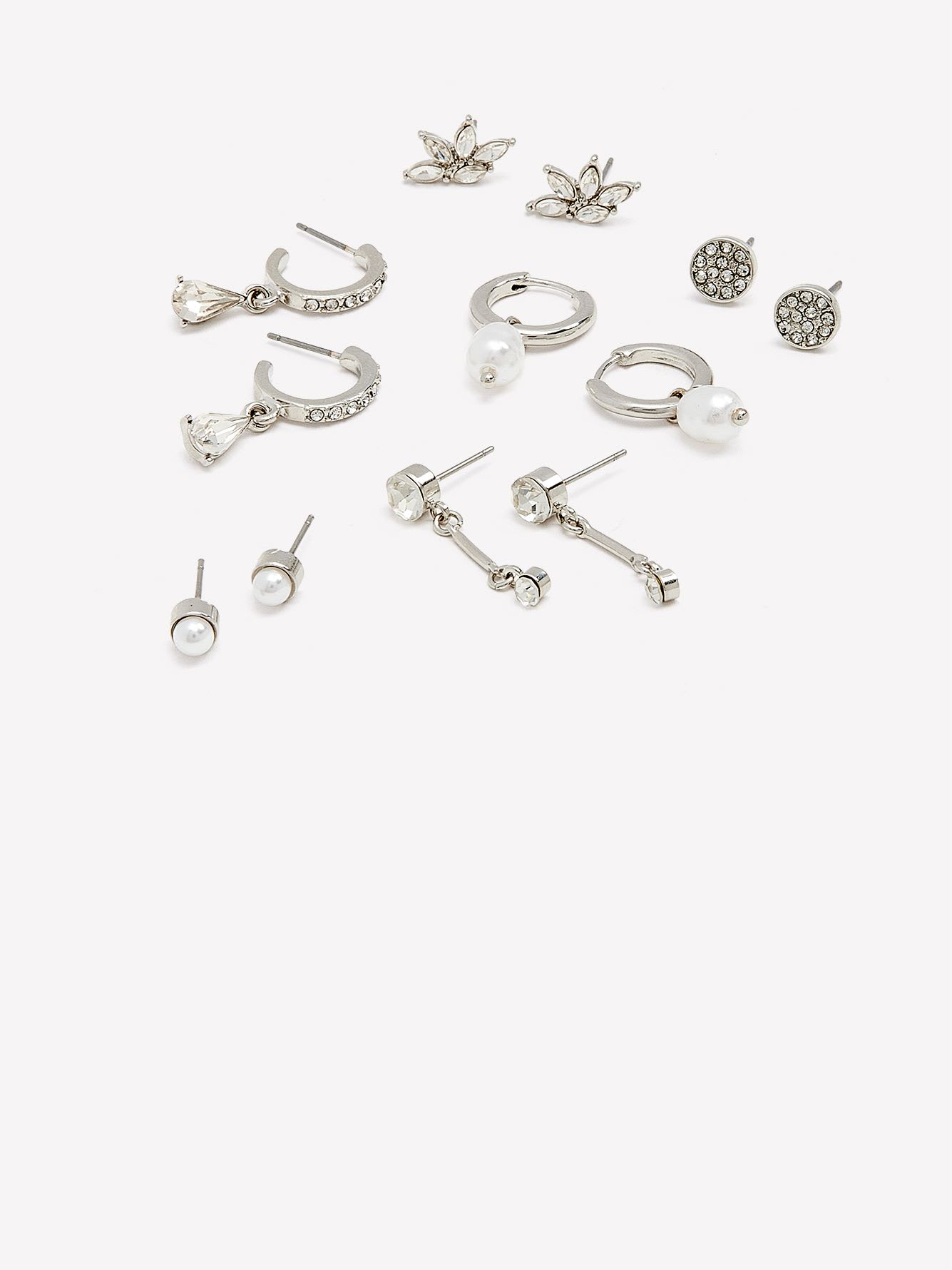 Dainty Stud and Hoop Earrings, Set of 6