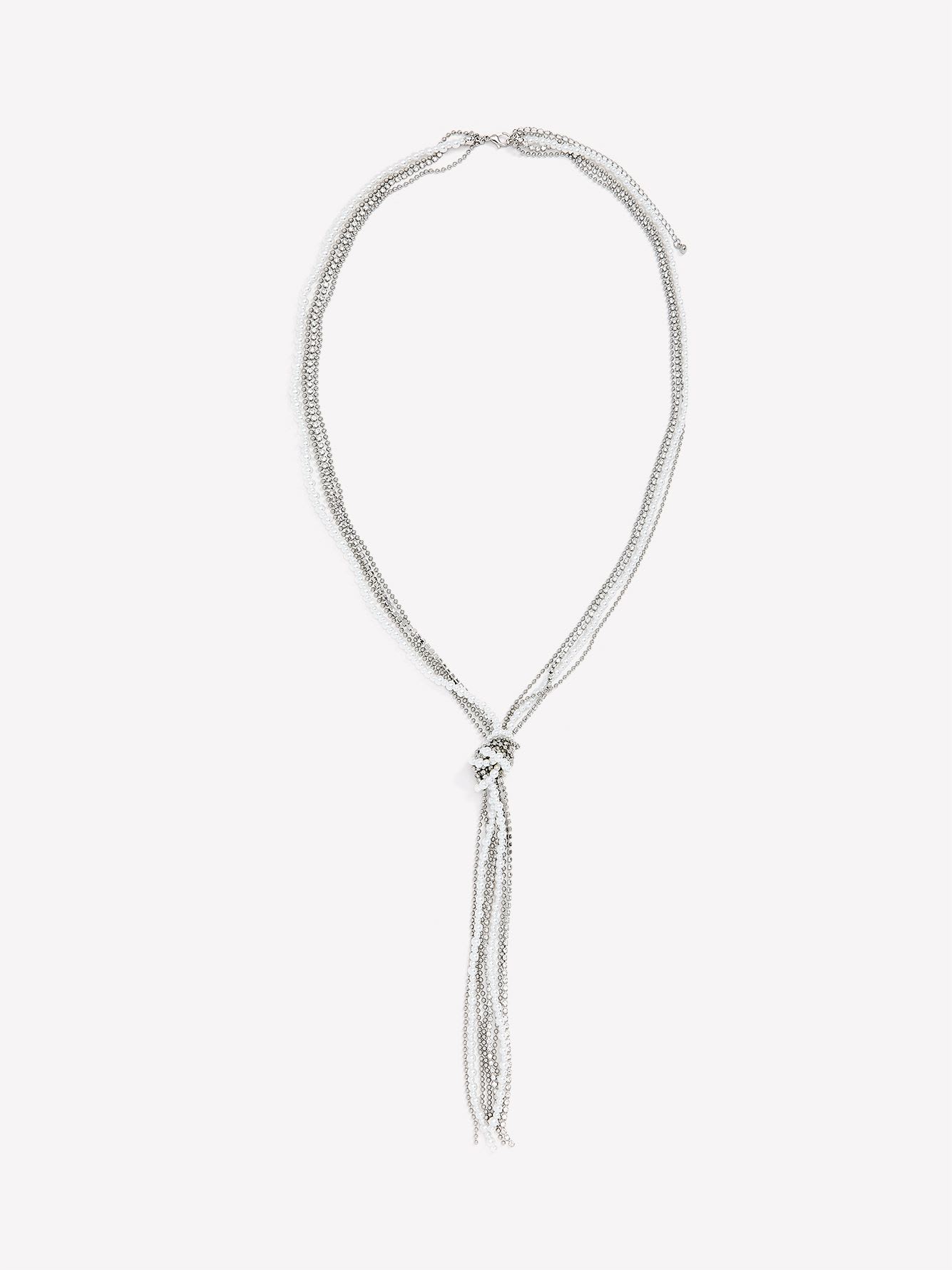 Long Knotted Necklace with Pearls