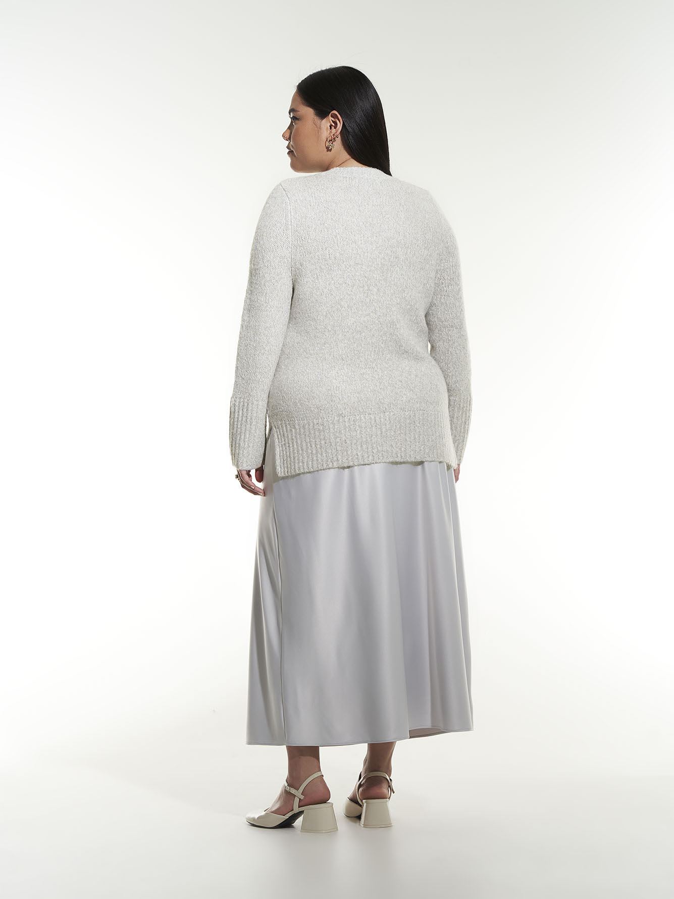 Grey Knit Crewneck Sweater - Addition Elle