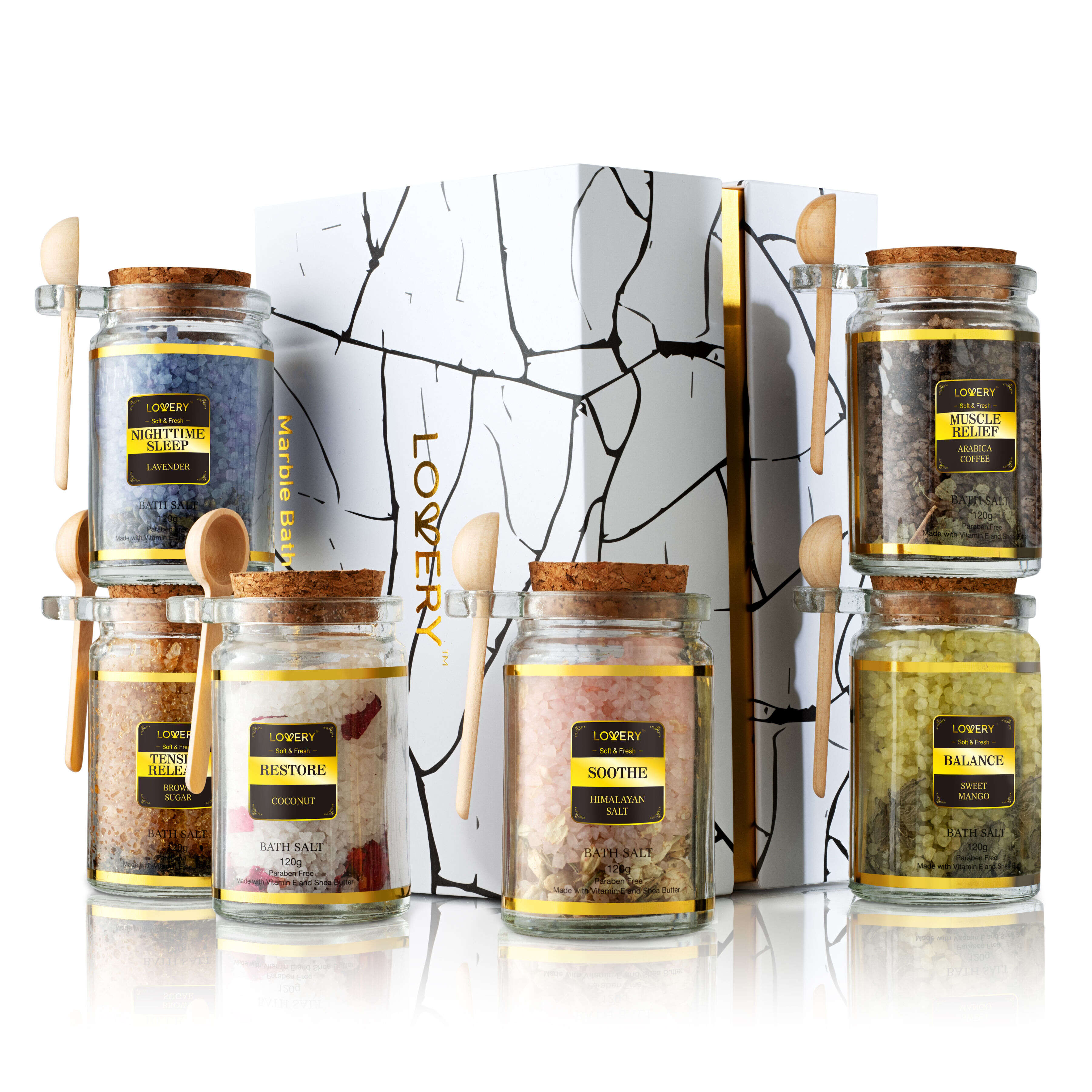 Lovery Bath Salts Gift Set With Natural Hers And Essentail Oils, 13 Piece