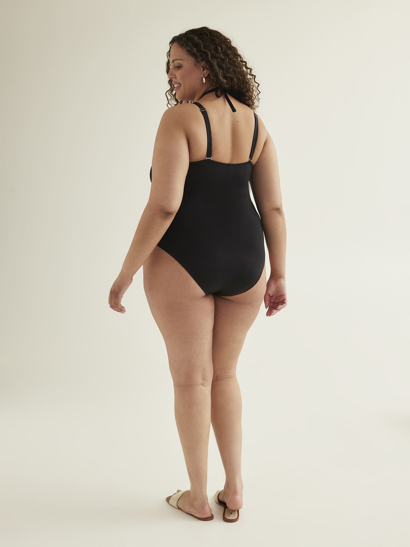 Black Lace-Up One-Piece Swimsuit