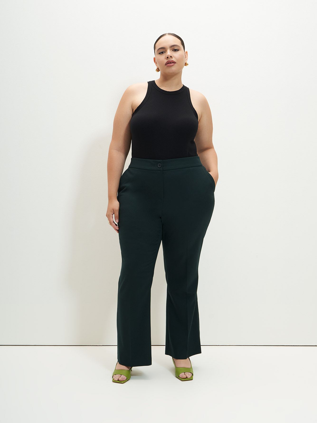 Green Flared-Leg Pant - Addition Elle