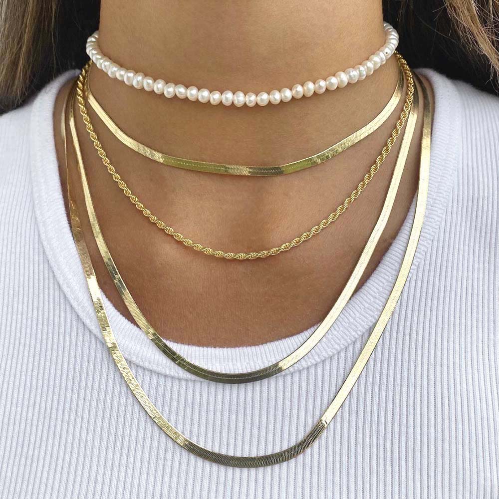 By Adina Eden -HERRINGBONE CHOKER - GOLD