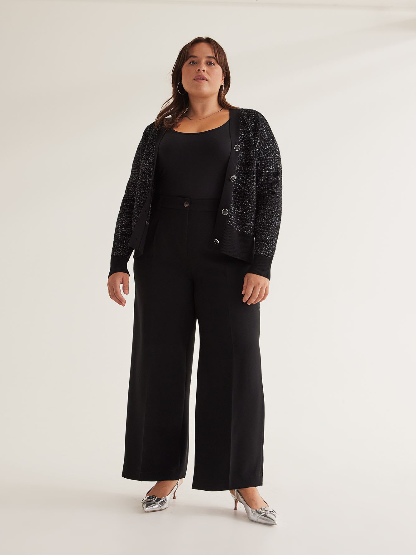 Petite, Black Wide-Leg City Pant