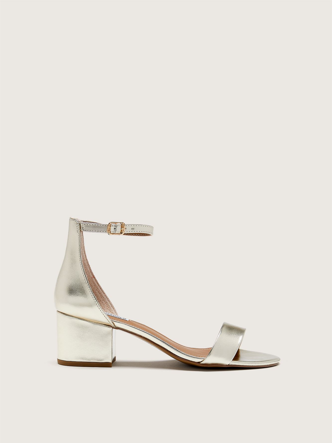 Wide Width, Irene Gold Block Heel Sandal - Steve Madden