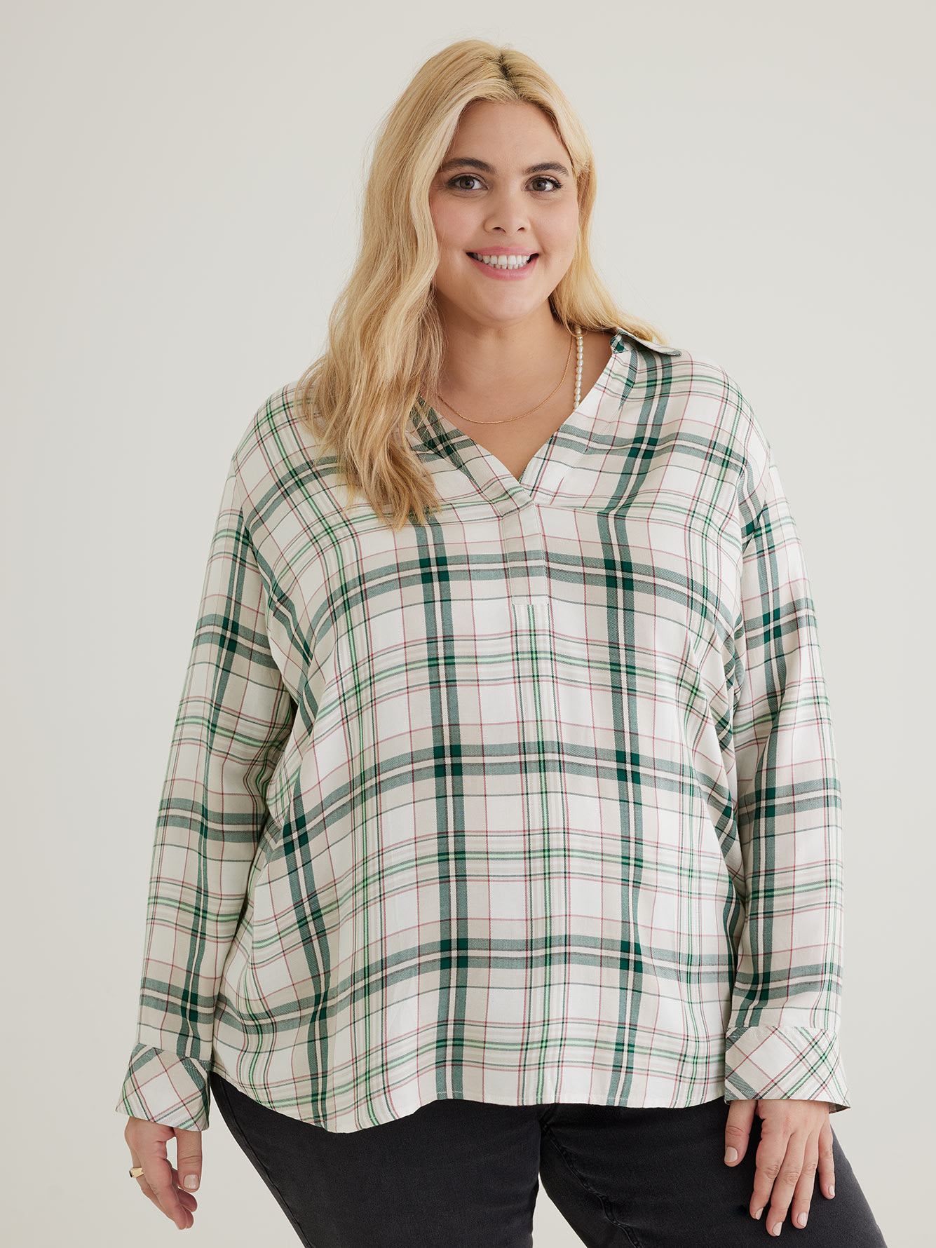 Twill Plaid Popover Shirt