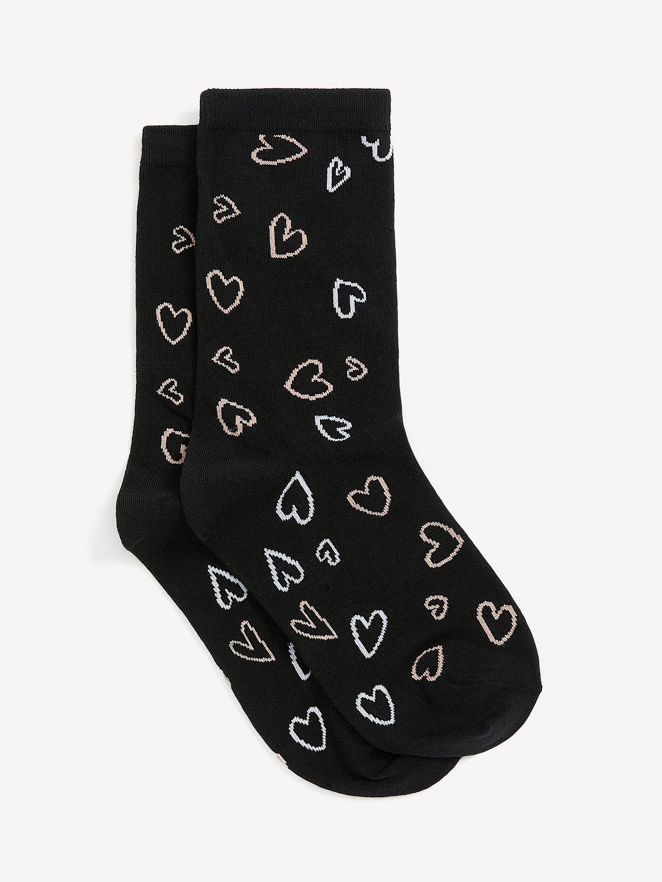 Crew Socks with Heart Print