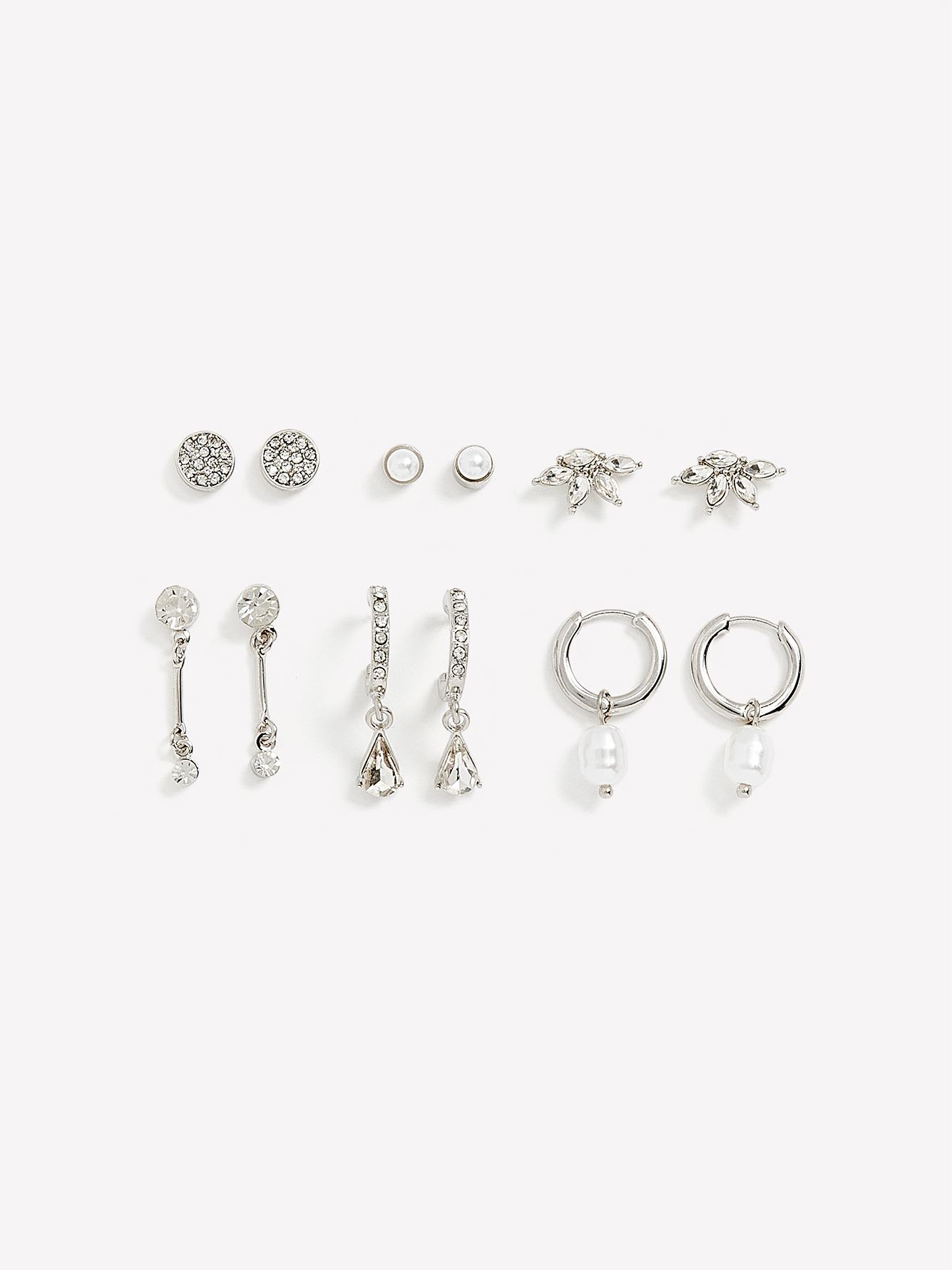Dainty Stud and Hoop Earrings, Set of 6