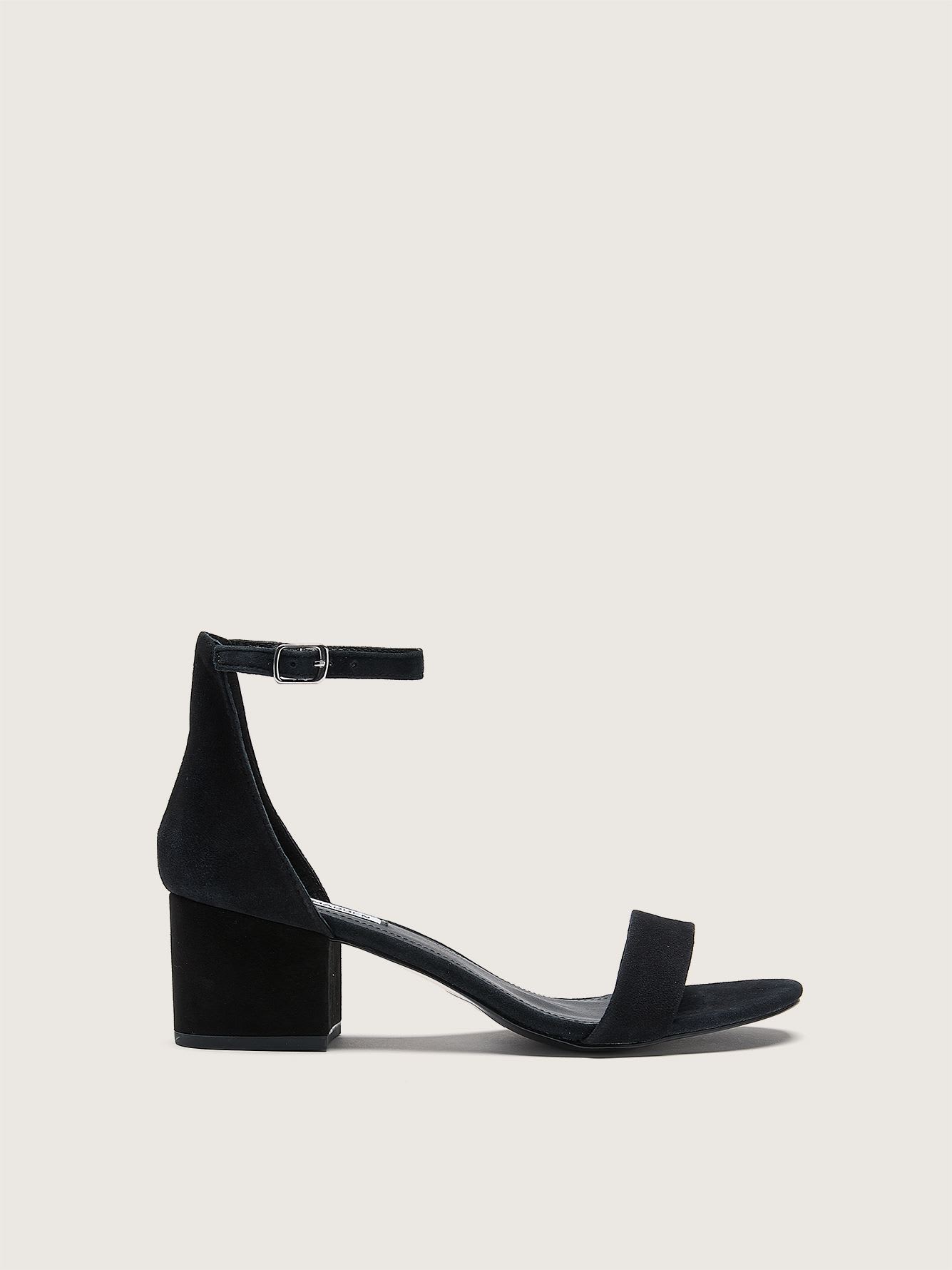 Wide Width, Irene Black Suede Block Heel Sandal - Steve Madden