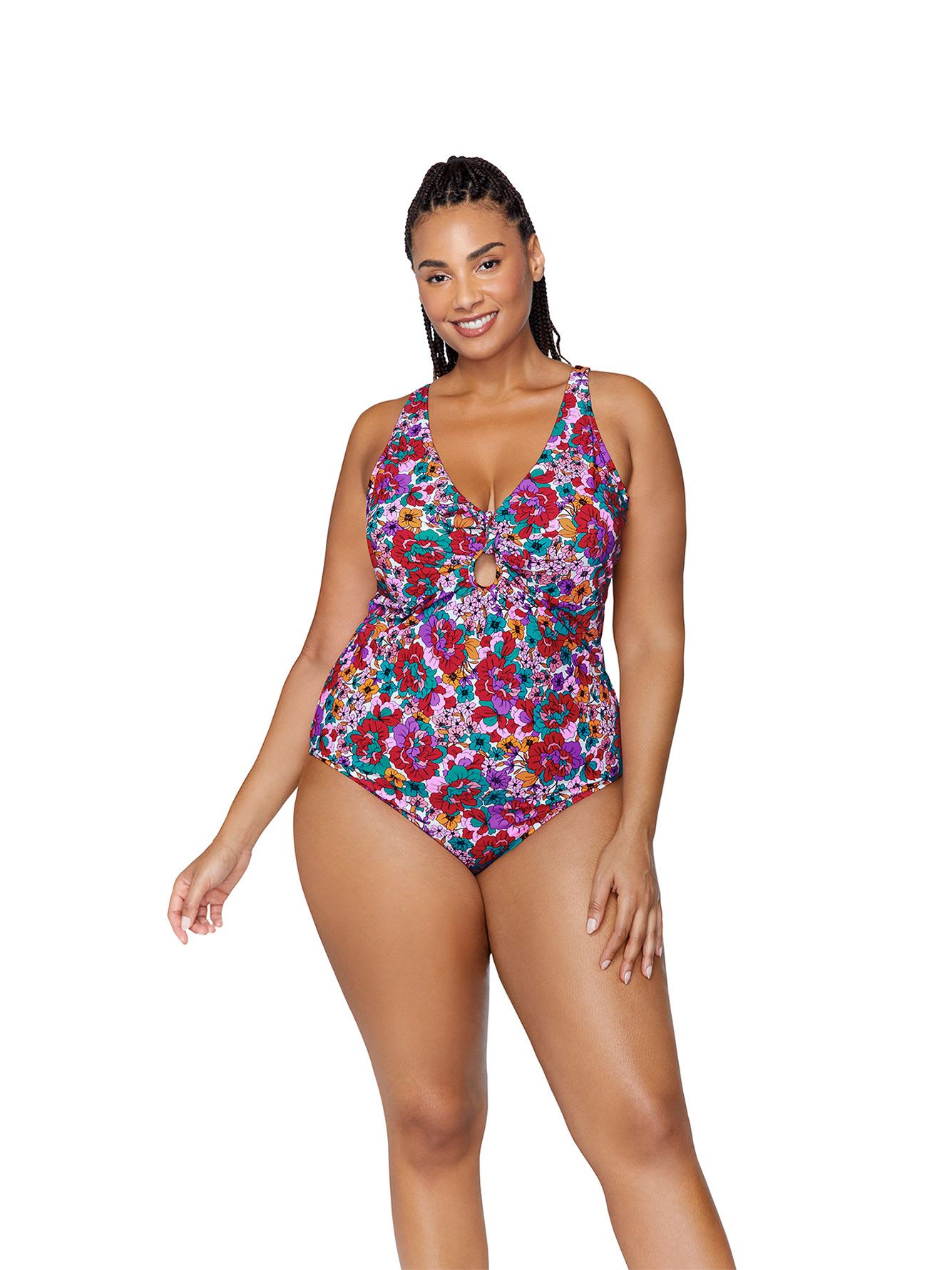 Floral-Print Muna One-Piece Swimsuit - Raisins Curve
