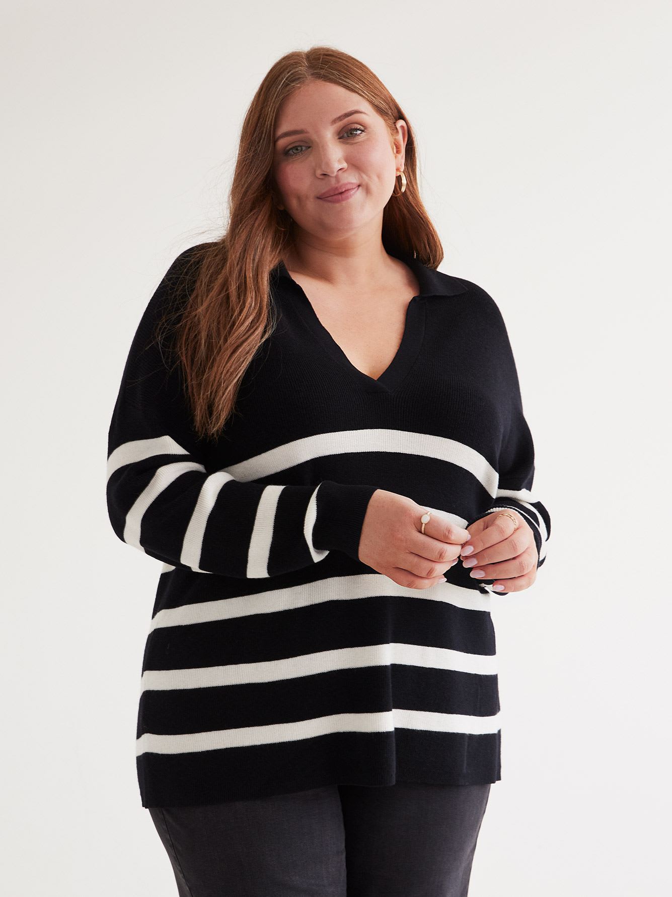 Long-Sleeve Polo Sweater
