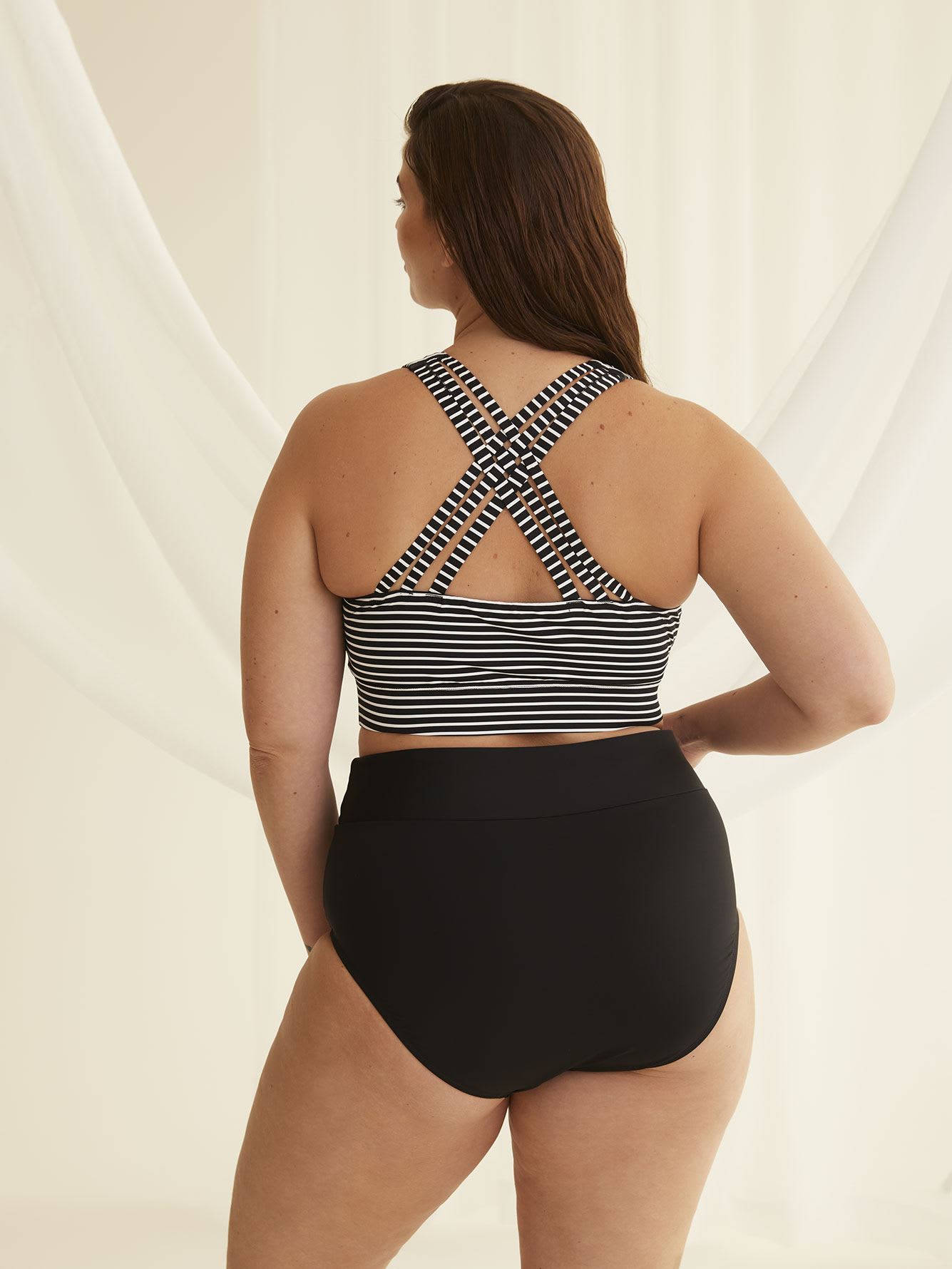 High-Waisted Solid Crisscross Swim Brief