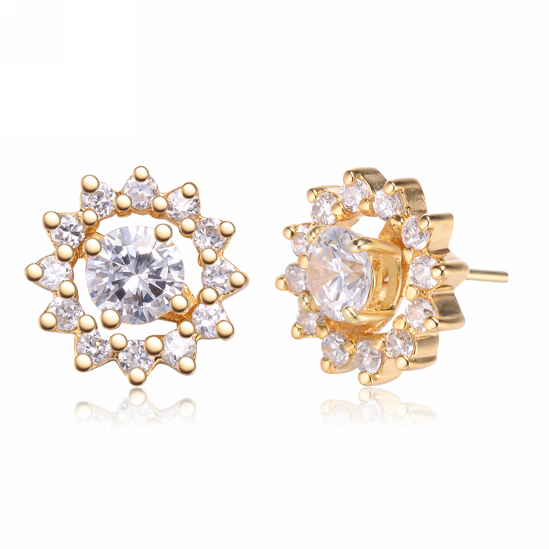 Genevive Sterling Silver with Clear Cubic Zirconia Wreath Earrings