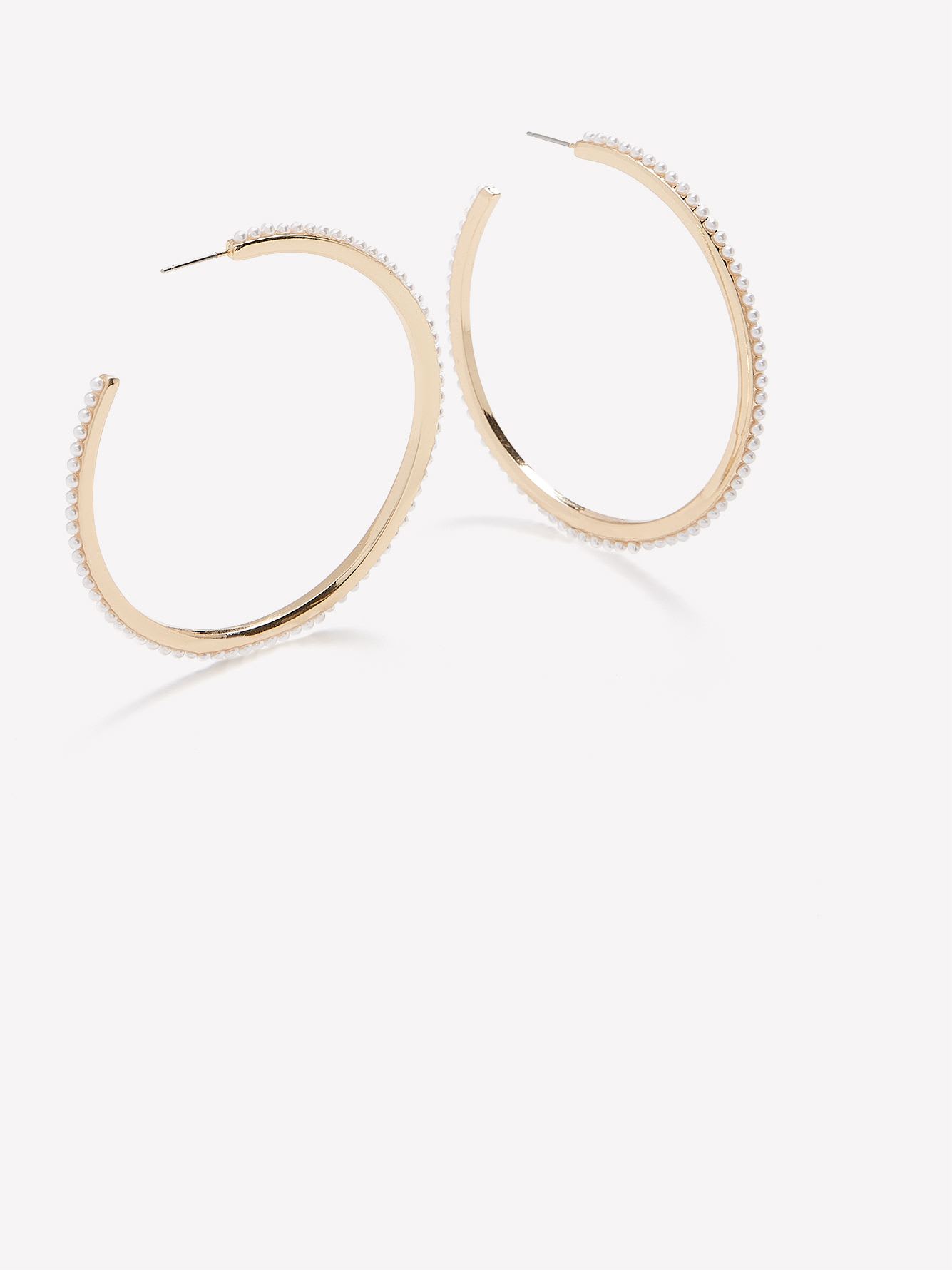 Golden Hoop Earrings with Mini Pearls