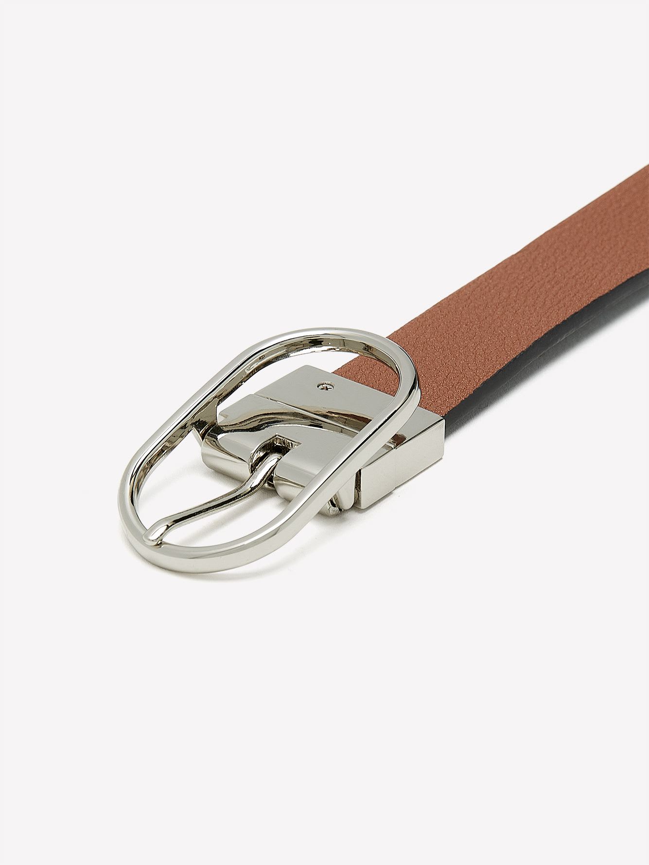 Reversible Faux-Leather Belt with Oval Buckle