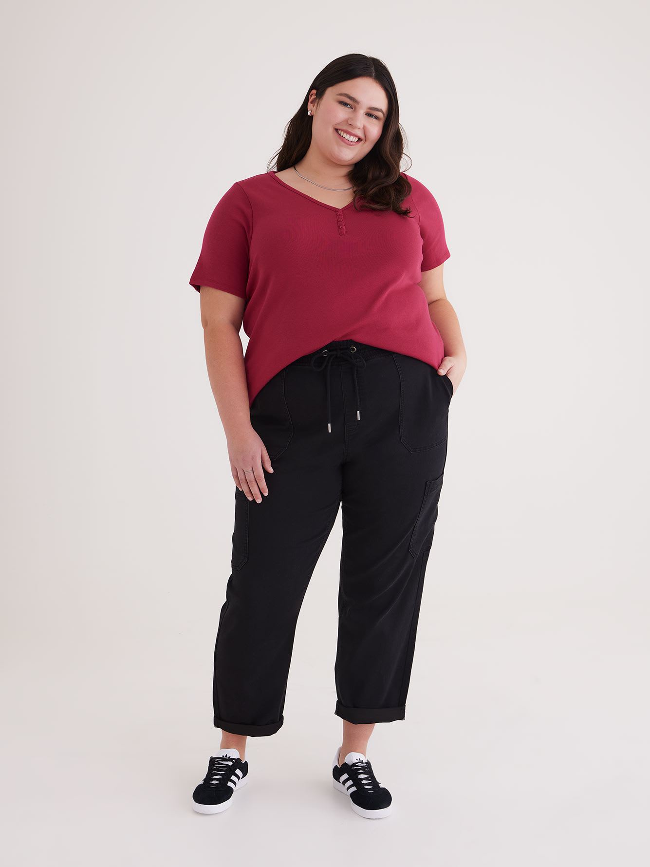 1948-Fit Stretch Denim Cargo Jogger Pants, Black Wash - d/C JEANS