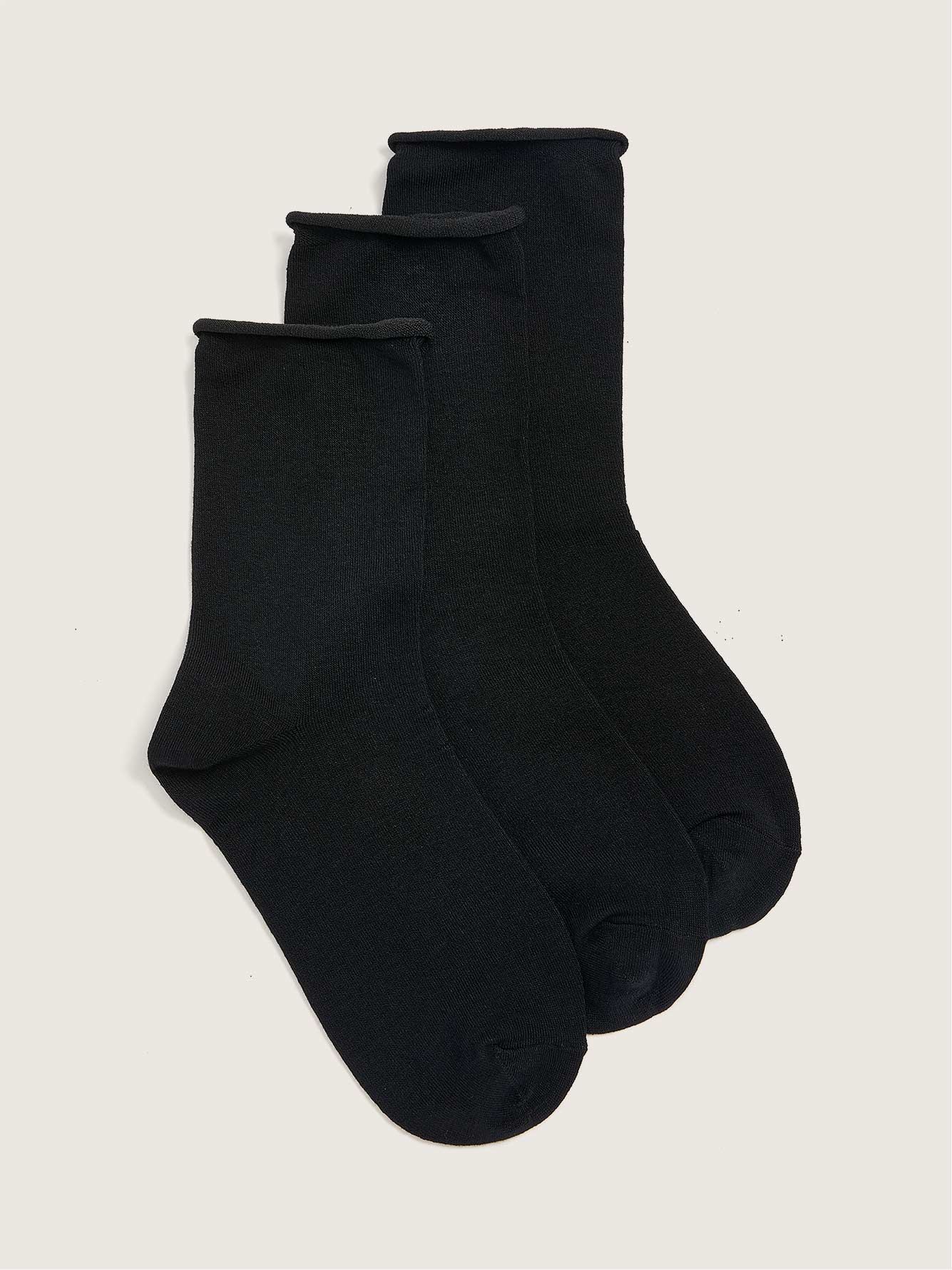 3-Pack Basic Rolled Edge Socks