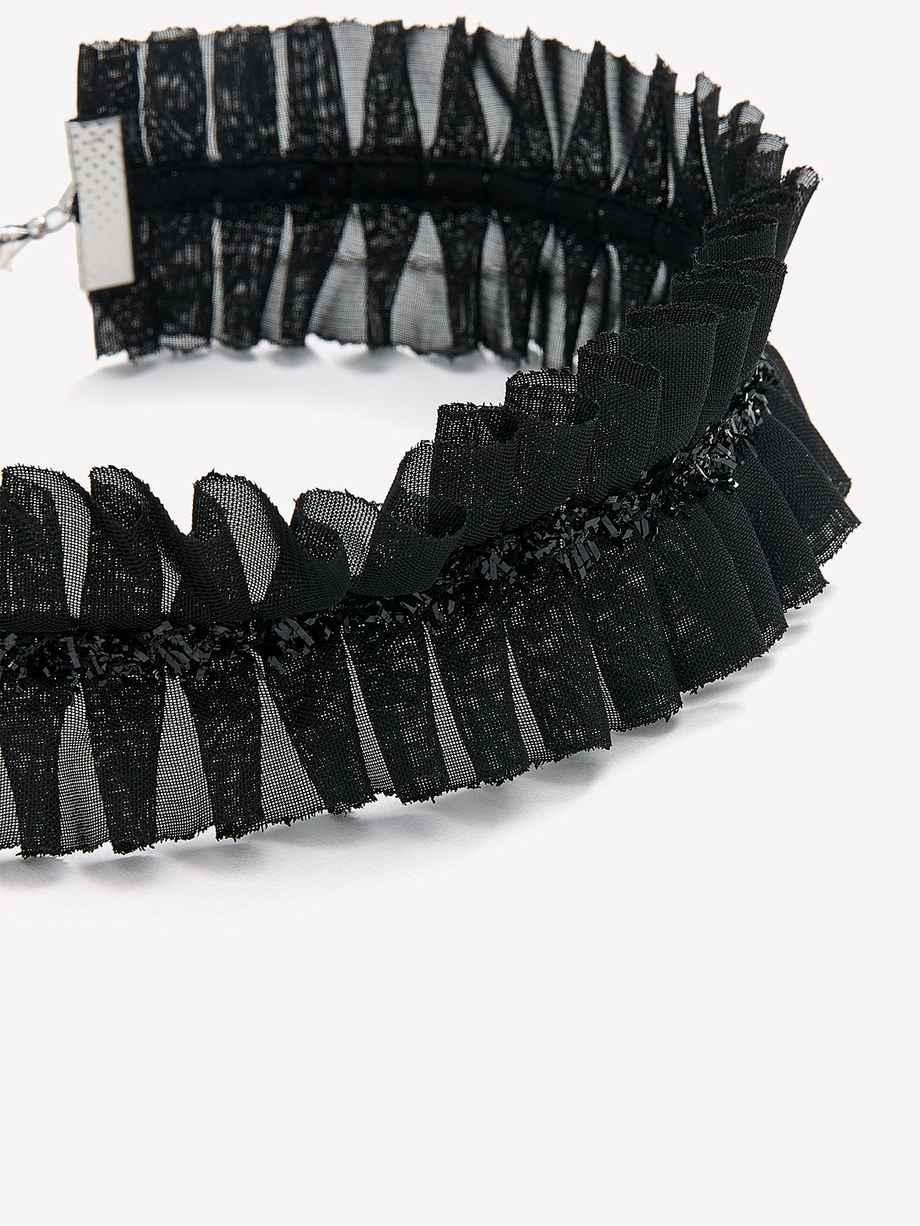 Black Pleated Fabric Choker Necklace