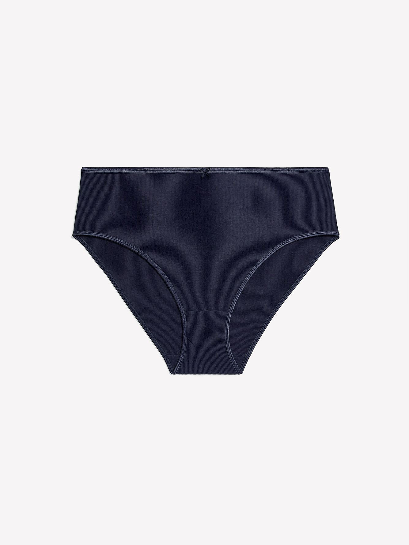 Navy Ribbed High-Cut Brief - ti Voglio