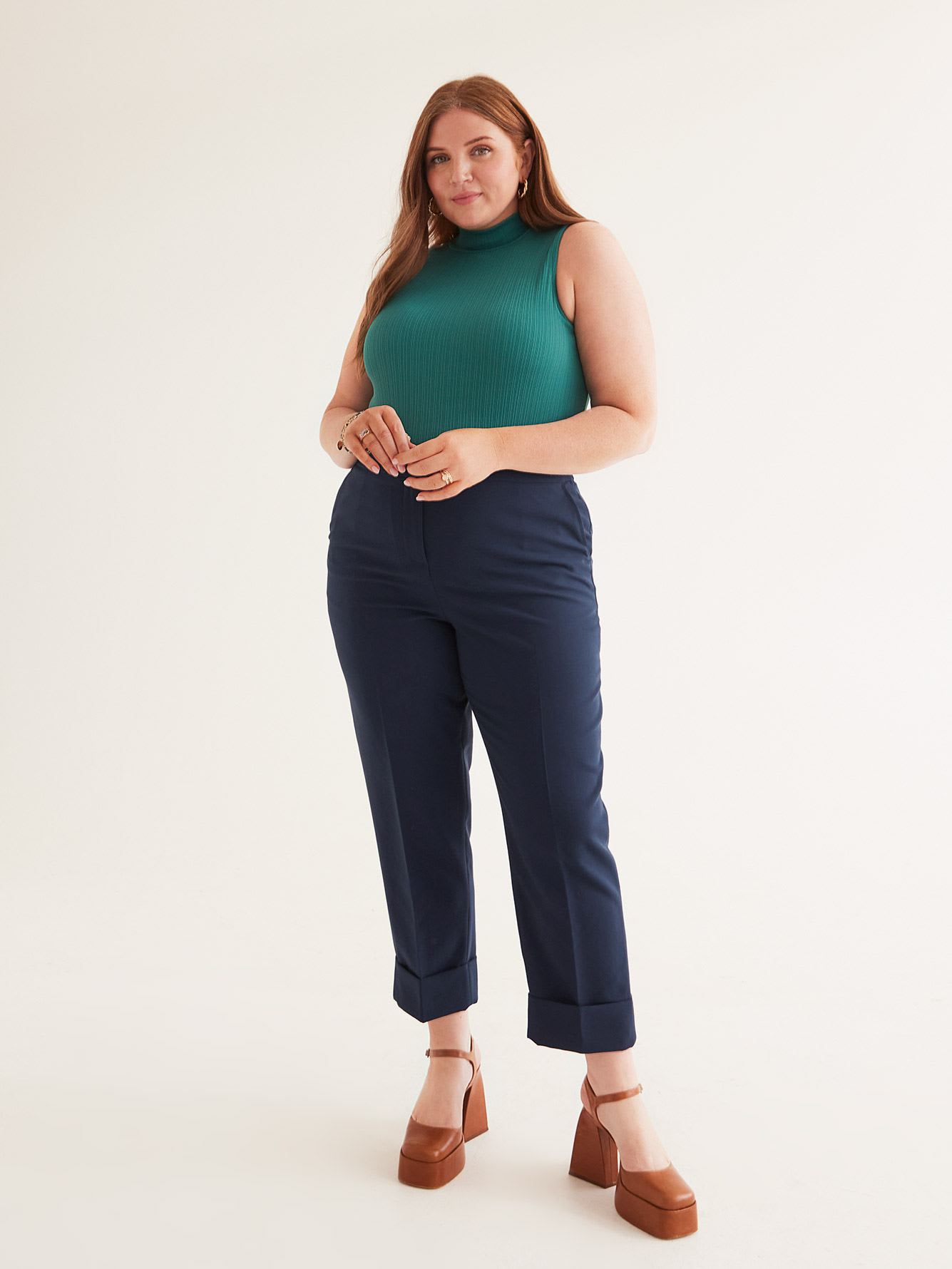 Straight Leg Ankle Pant with Cuffs