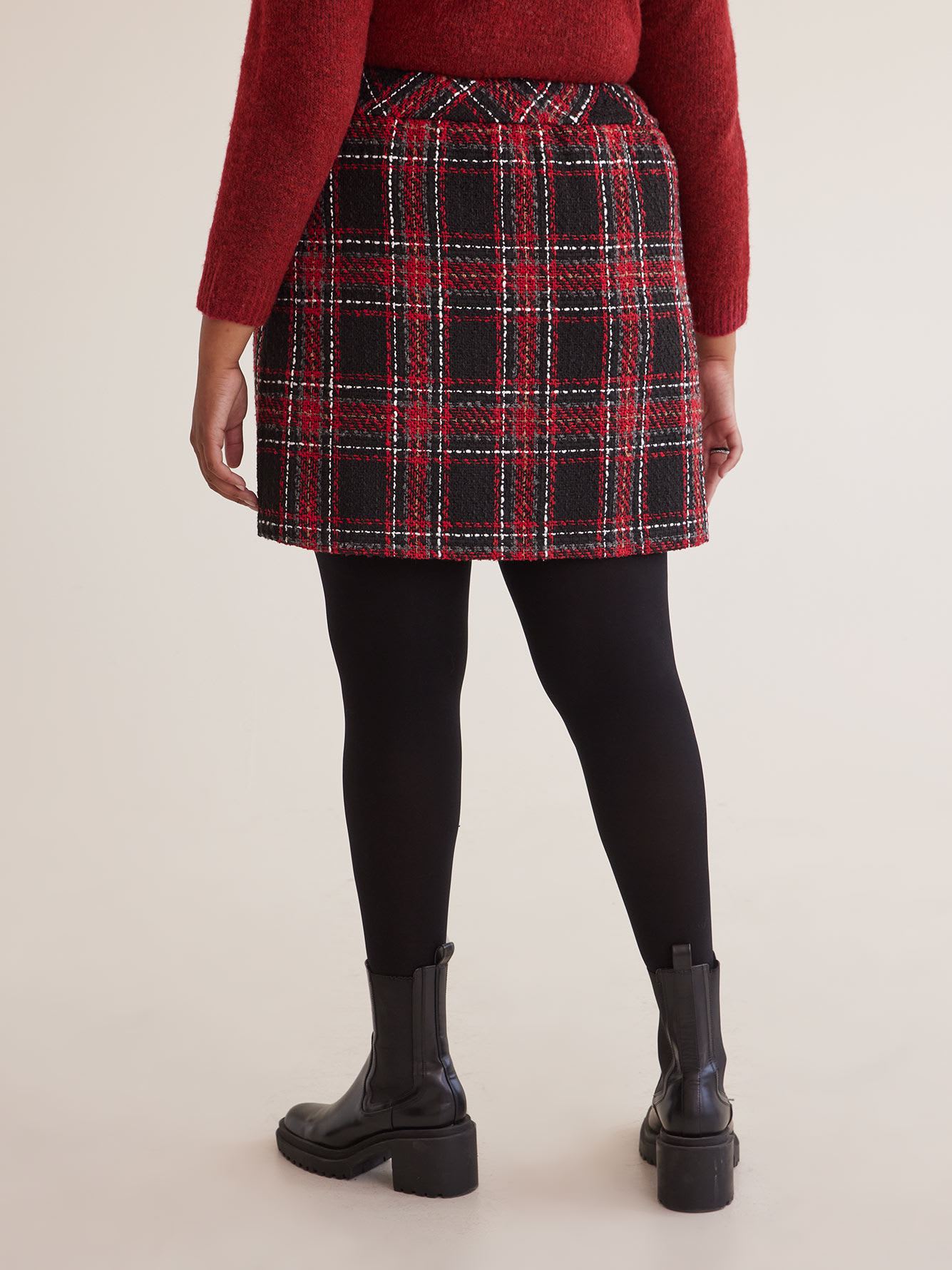 Plaid Tweed Mini Skirt