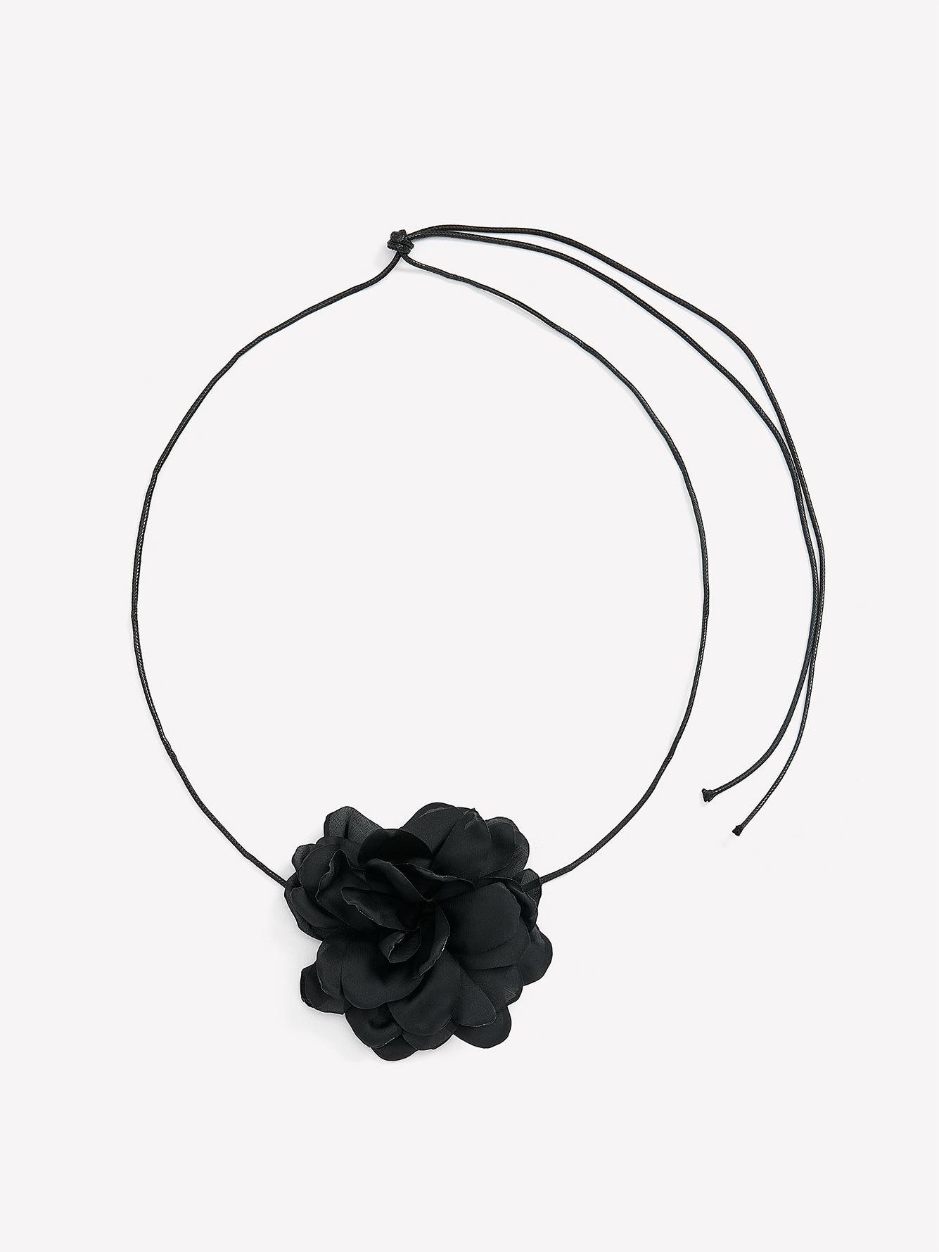 Black Corded Chocker with Flower