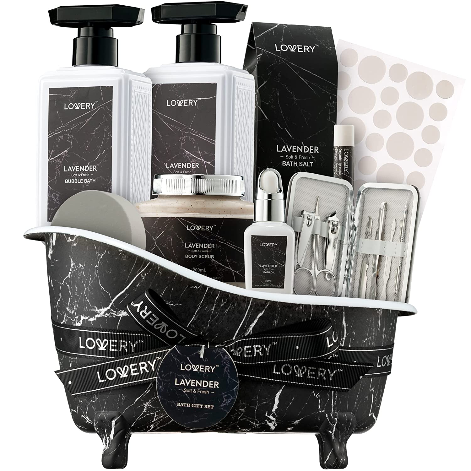 Lovery Lavender Birthday Gift Basket, Bath And Body Gift, 18 Piece