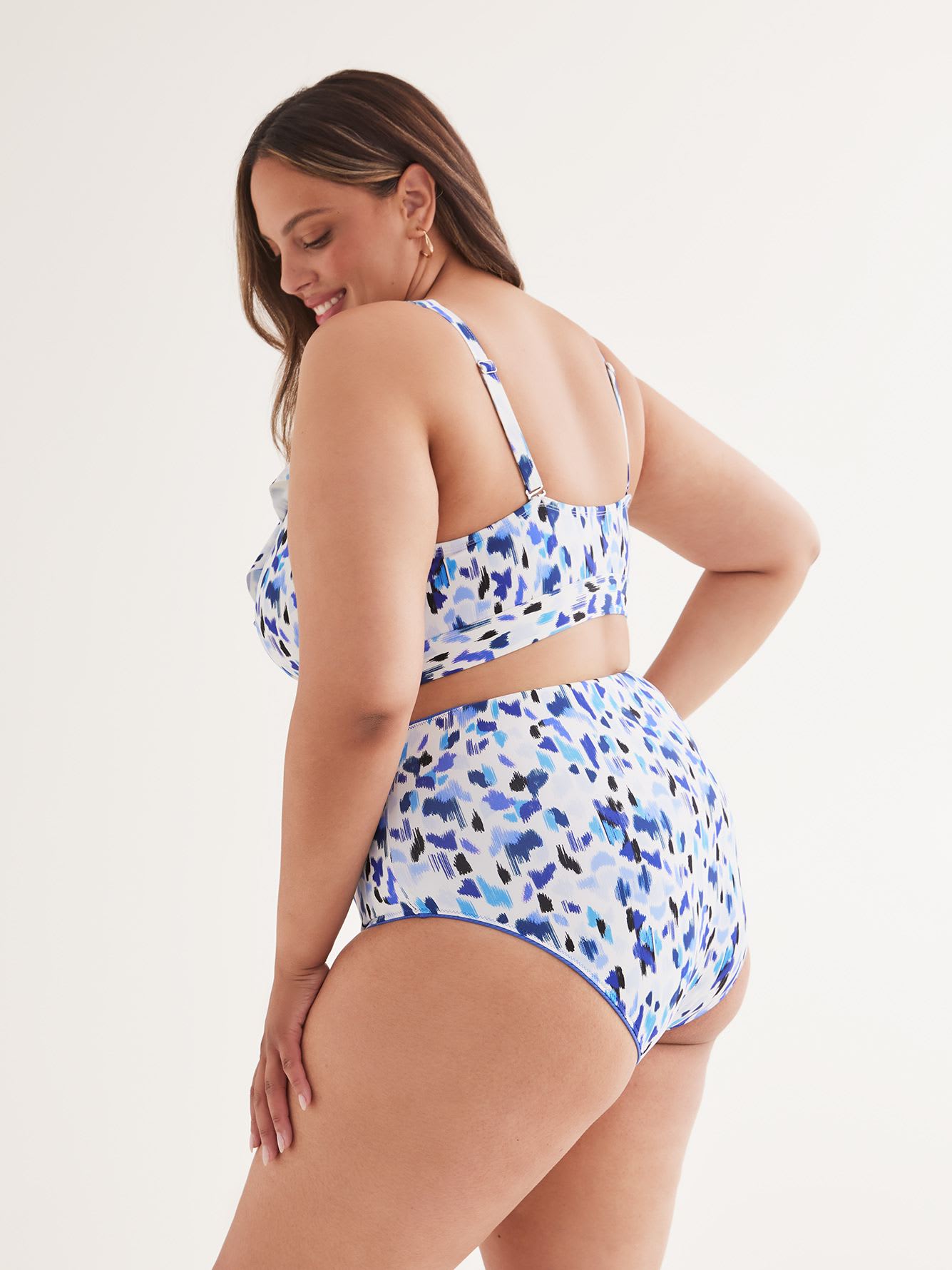 Printed Ruffled Bikini Top