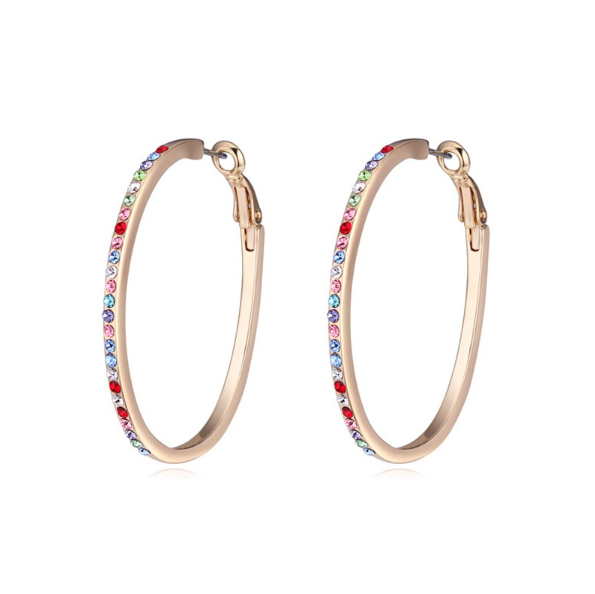 Goldtone Hoop Earrings in Jewel Tone Crystals by Callura