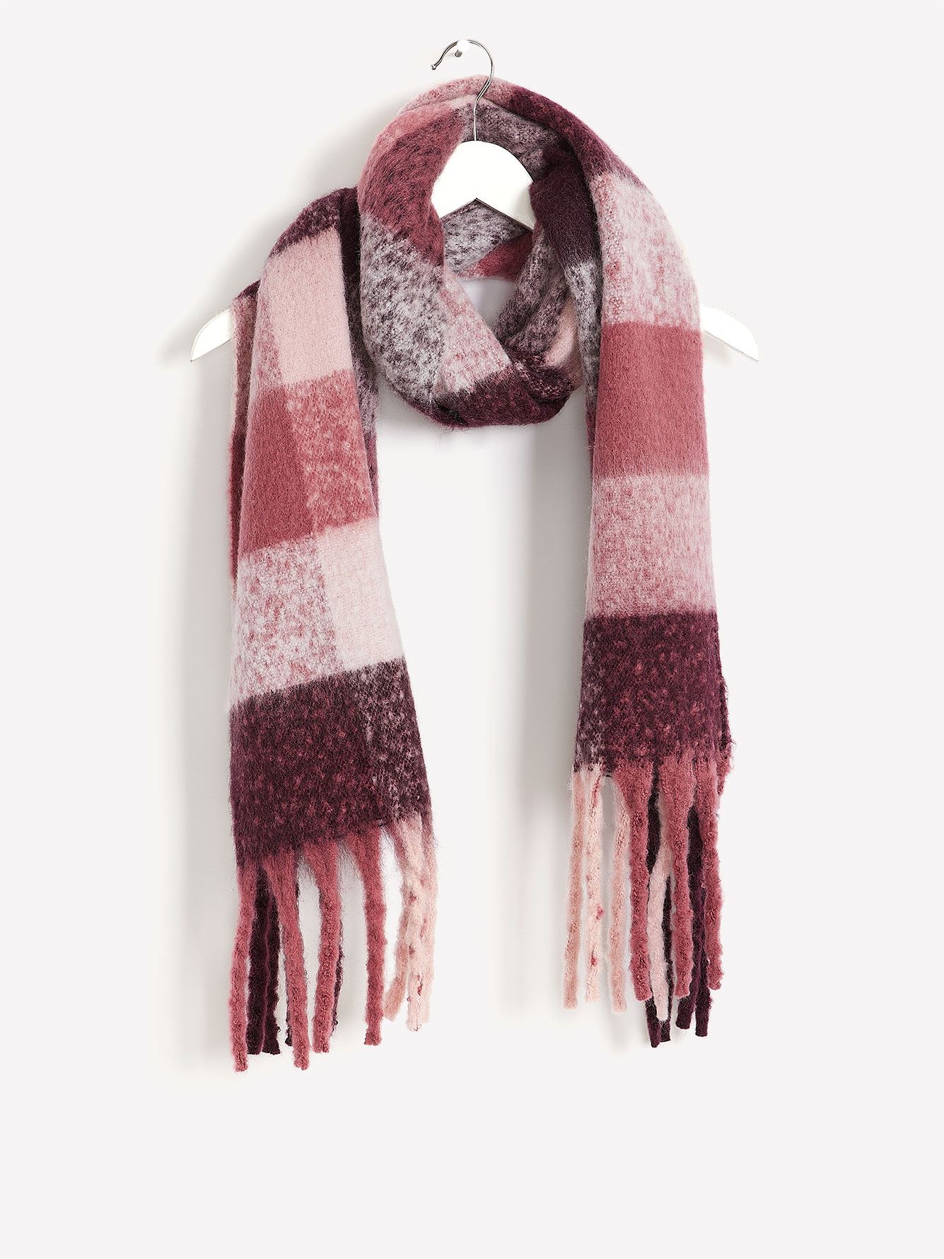 Cozy Pink & Burgundy Plaid Scarf