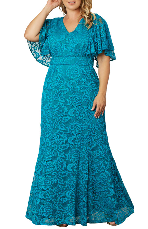 Kiyonna Plus Size Duchess Lace Evening Gown (Plus Size)