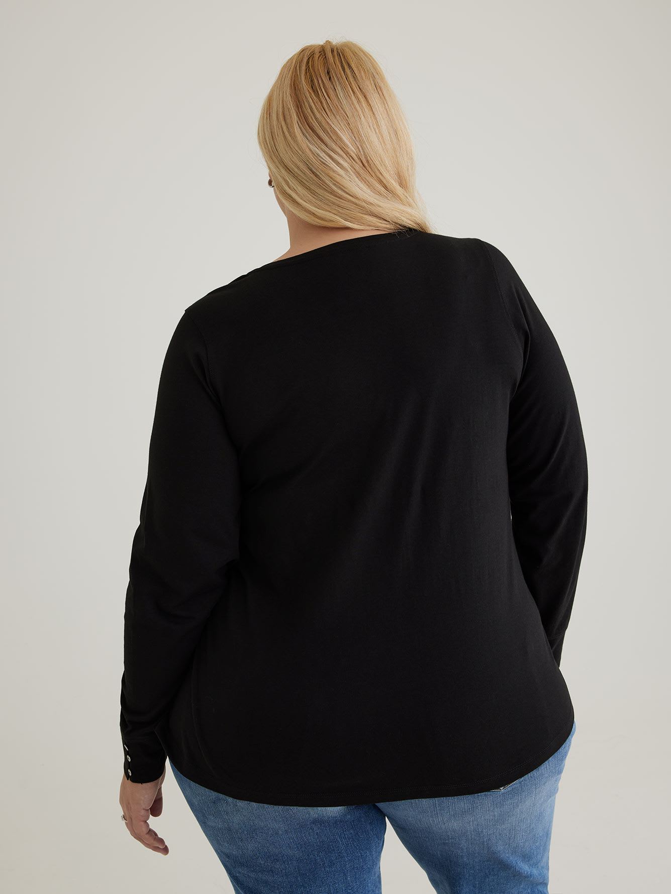 Long-Sleeve Henley Knit Top