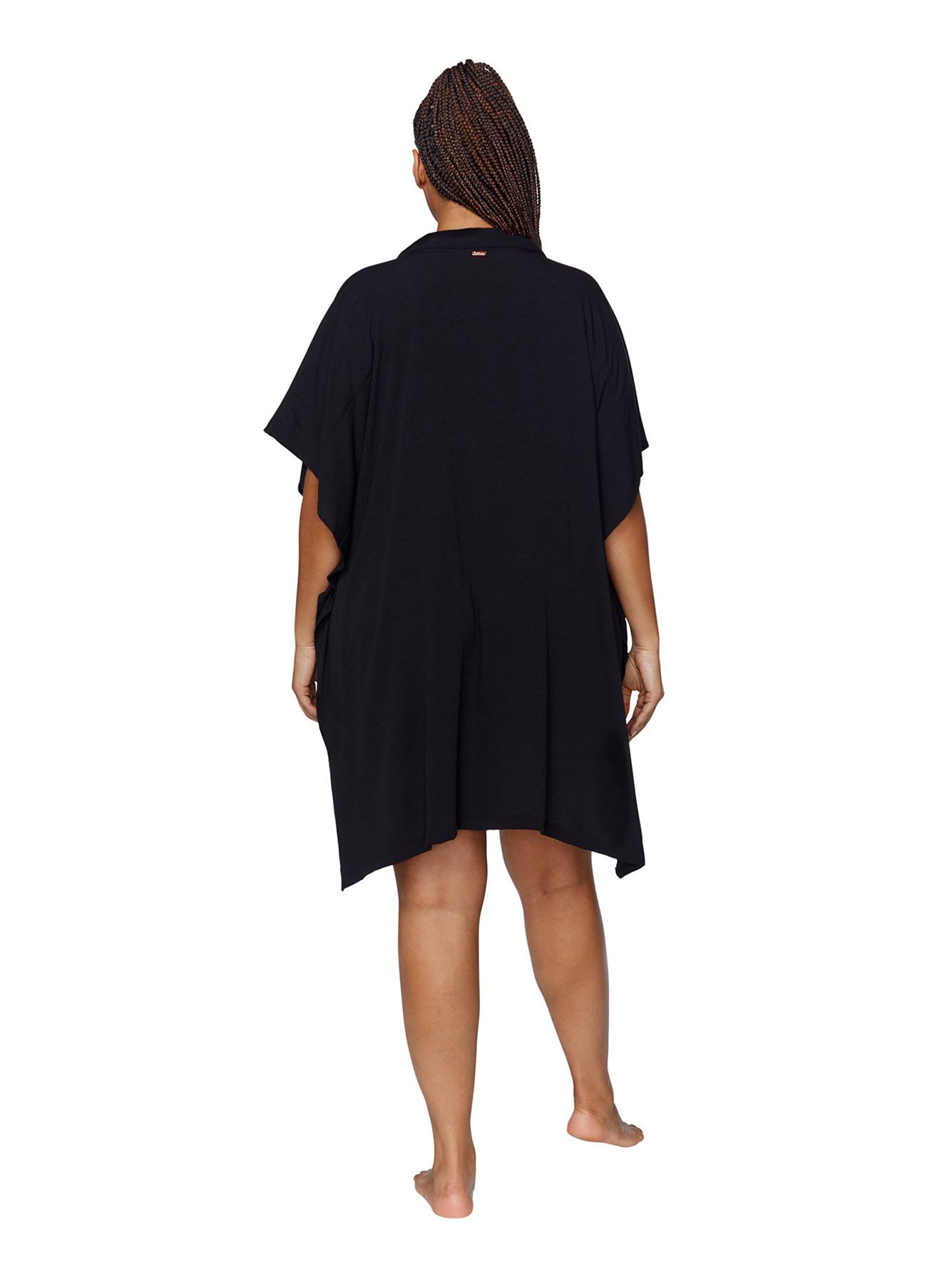 Black Vacay Buttoned-Down Cover-Up Shirt - Raisins Curve