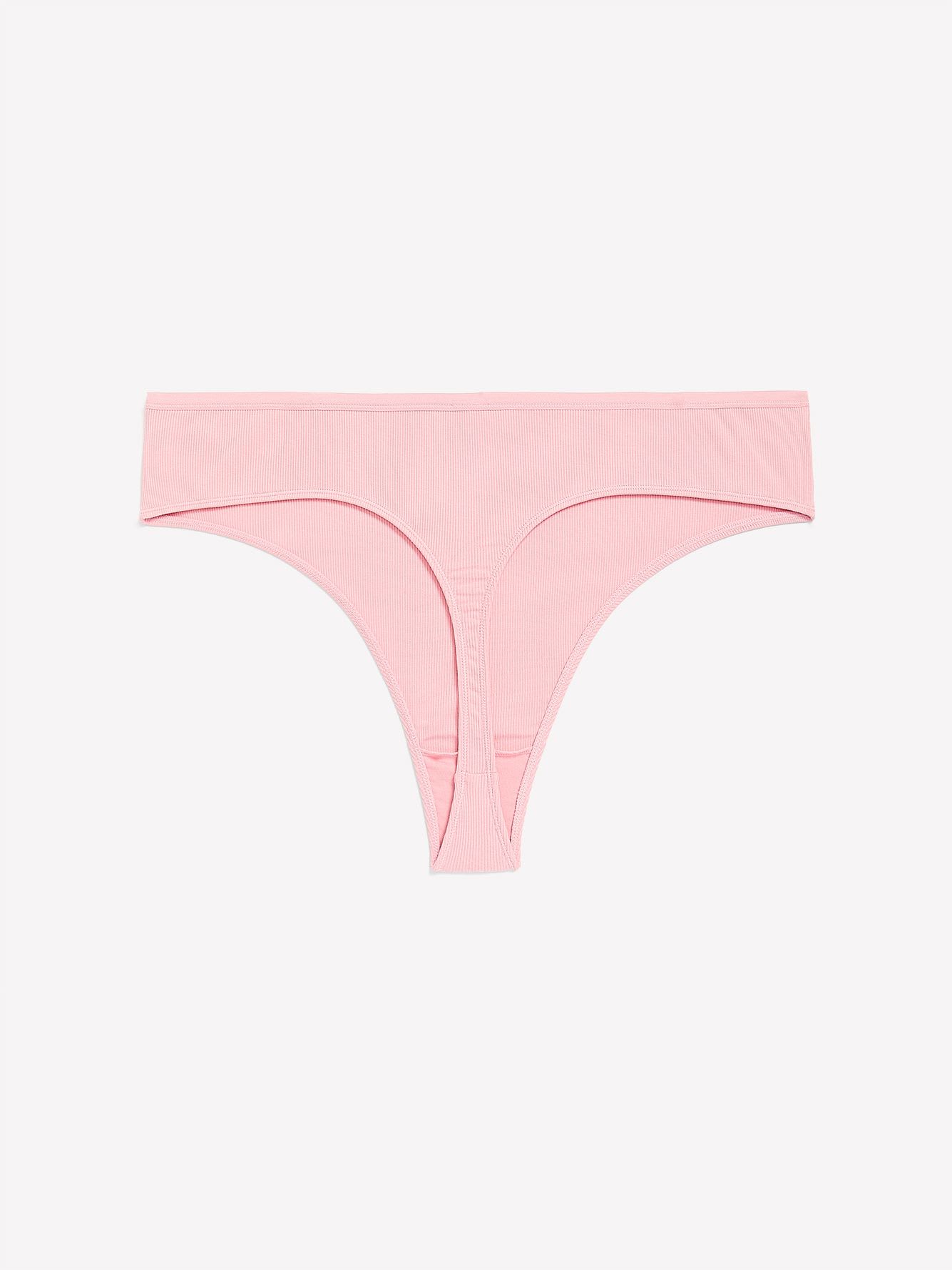 Rib Thong with Shiny Elastic at Waistband - ti Voglio