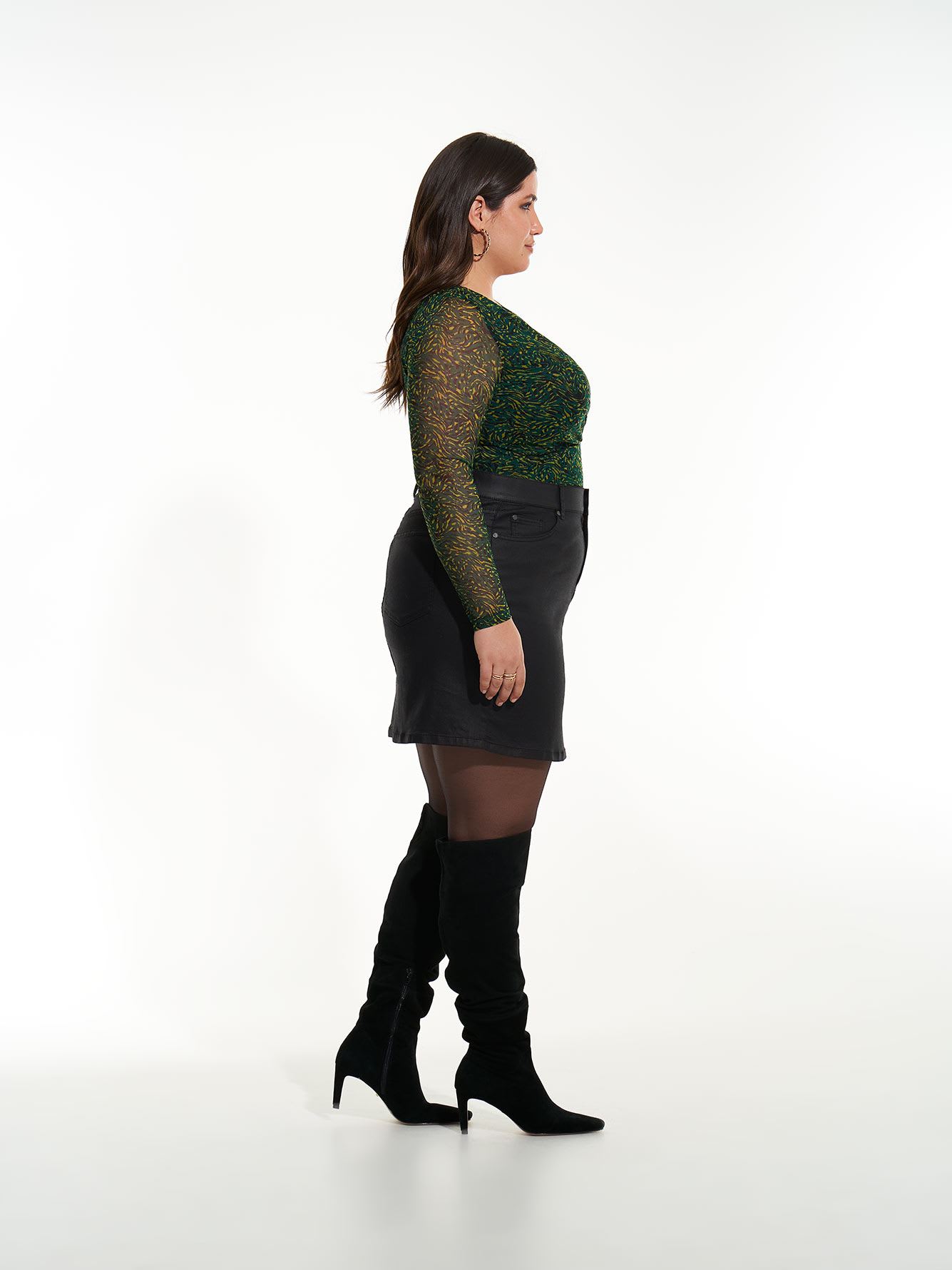 Coated Black Mini Skirt - Addition Elle