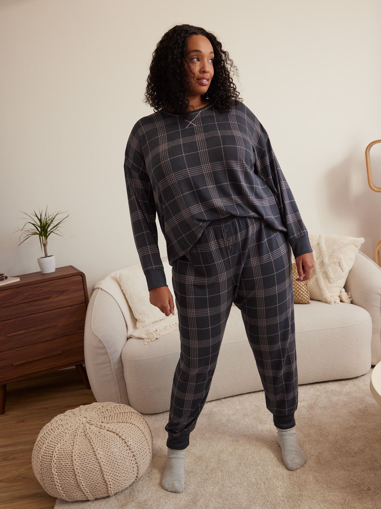 Plaid Knit Jogger Pyjama Pant - ti Voglio